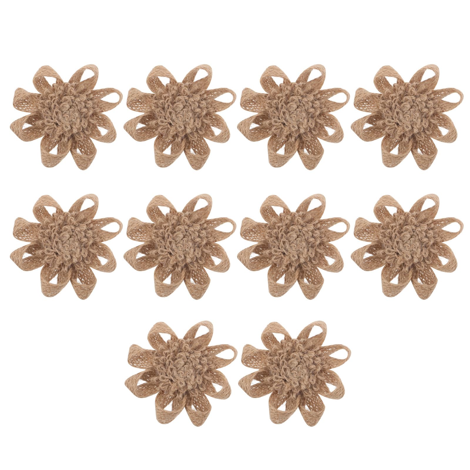 Flores de arpillera de textura natural para complementos y alta bisutería