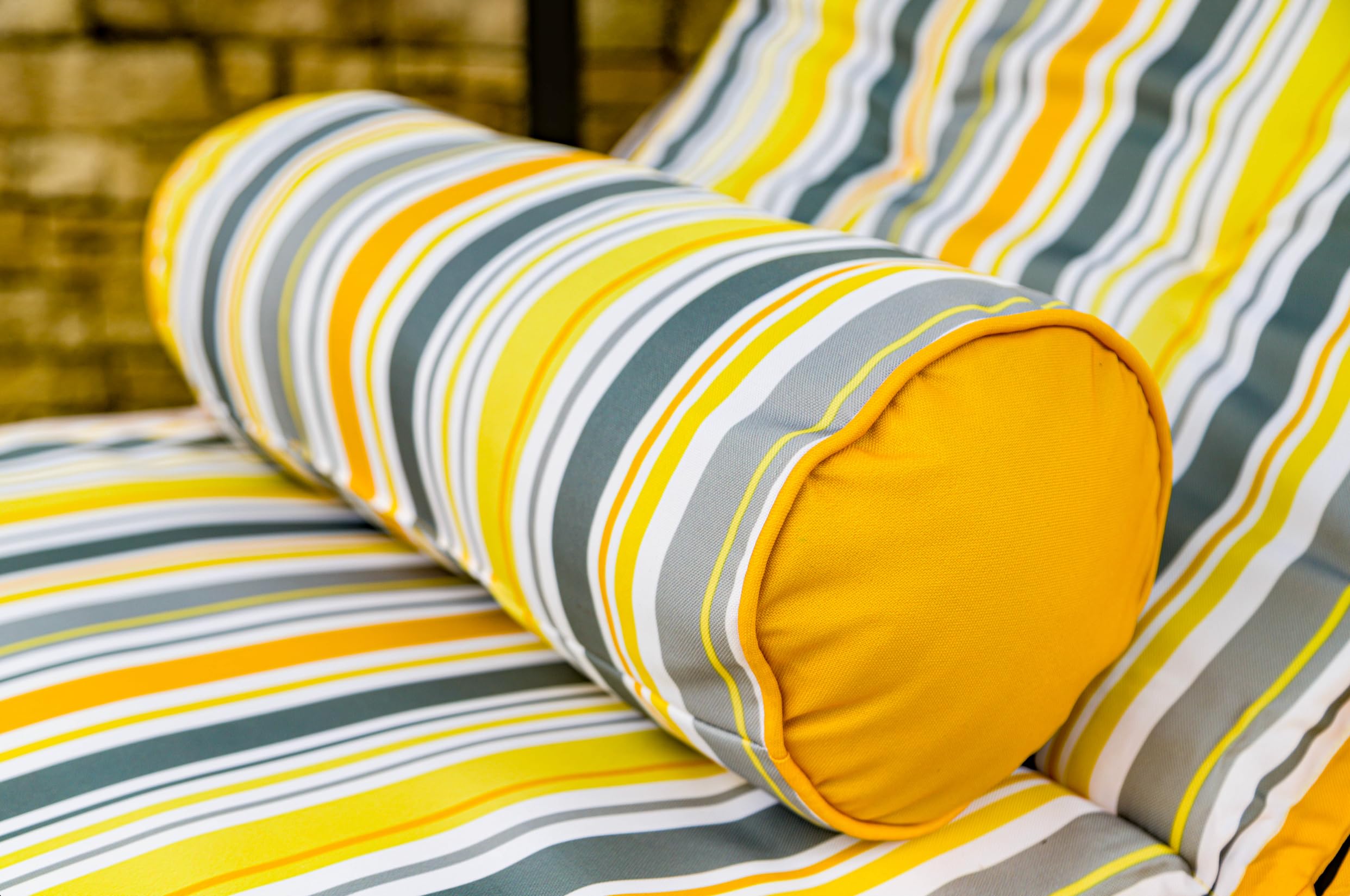 Lot de 2 Coussins pour Chaise Longue & Transat 195/60cm + 2 Traversin - AntiUV et Imperméable - Motif Rayures Solaires