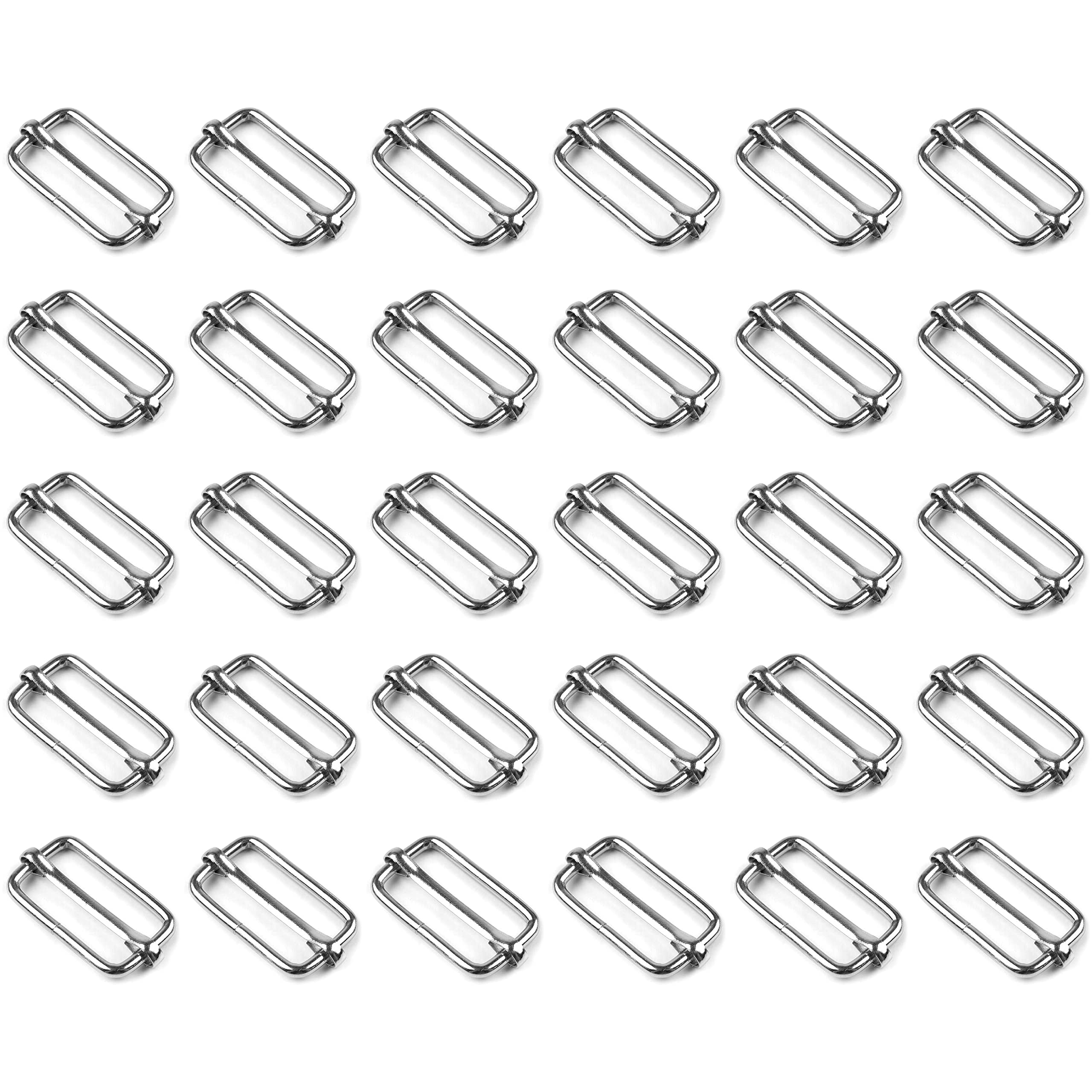 SolaDirect 30 Pcs Buckles Set for 50 mm / 2" Webbing Strap, 30 x Triglide Sliders, Metal, Silver, Bag Making, Accessories, Straps, DIY, Crafts