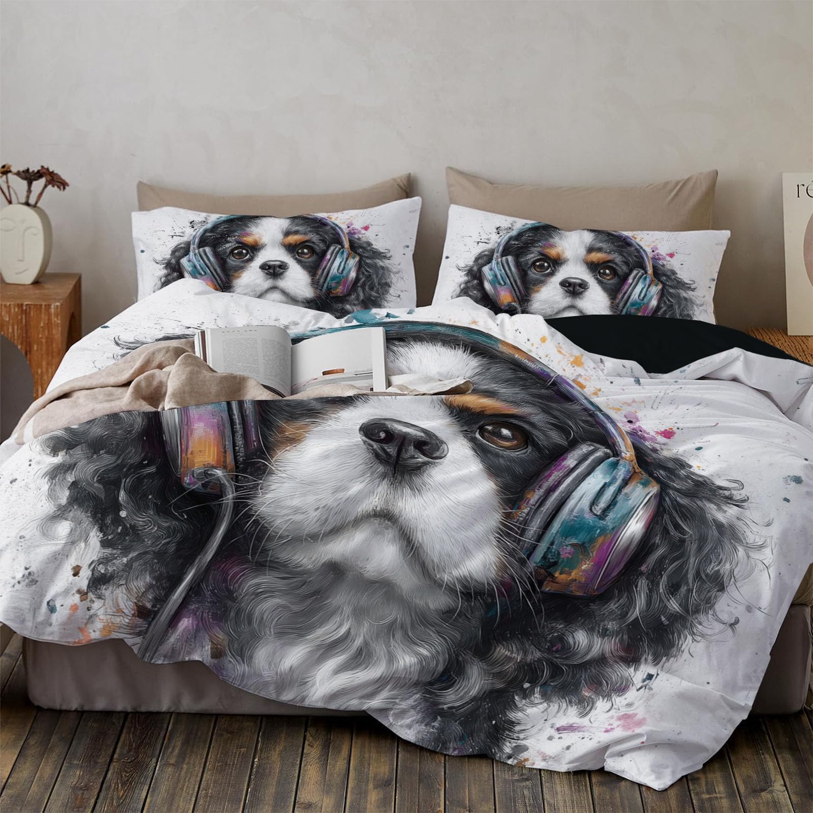 Housse de couette 220x240cm ado motif chien pour une chambre urbaine et branchée