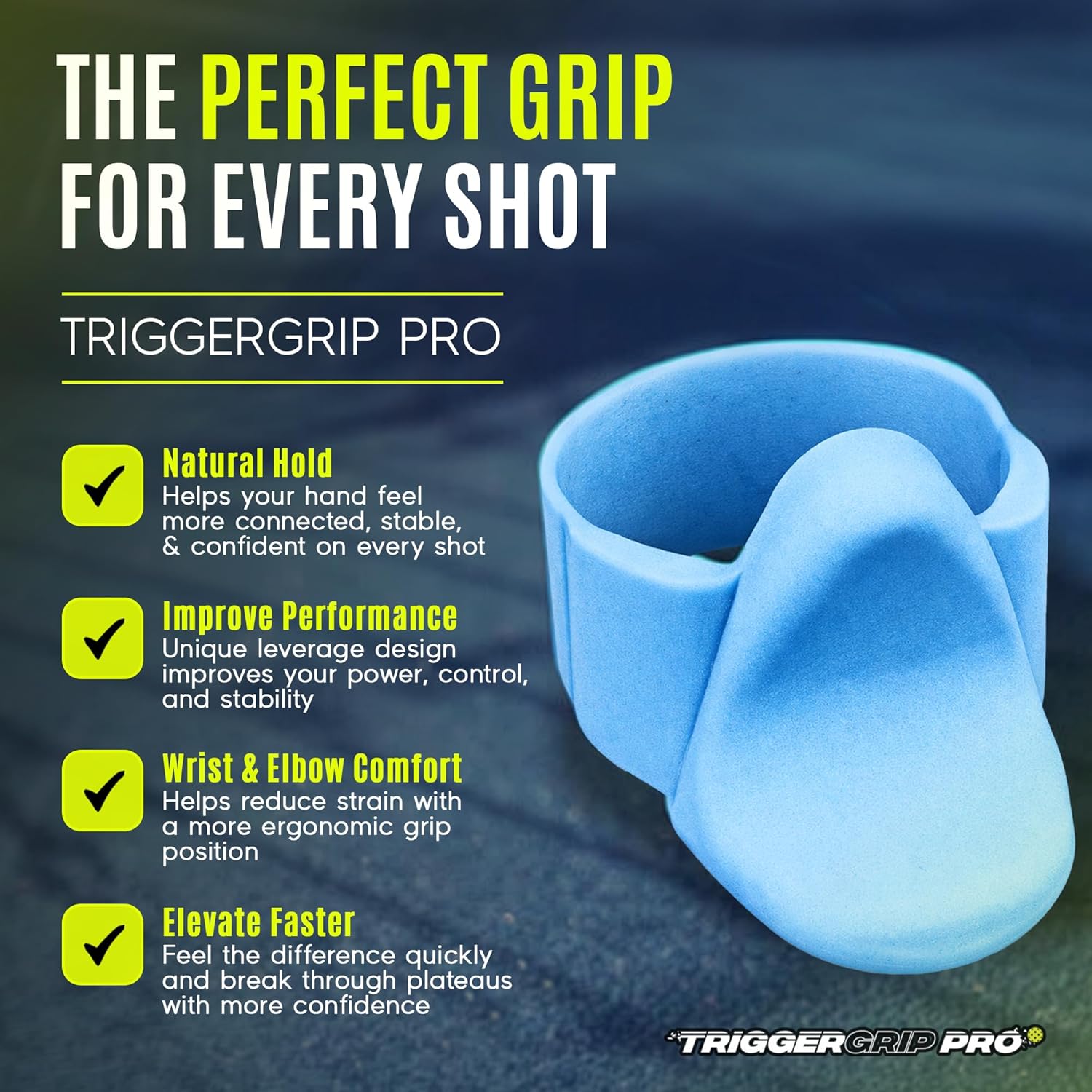 TriggerGrip Pro Pickleball Grip Insert - Patented Grip Upgrade for Power, Control & Stability - Universal Fit