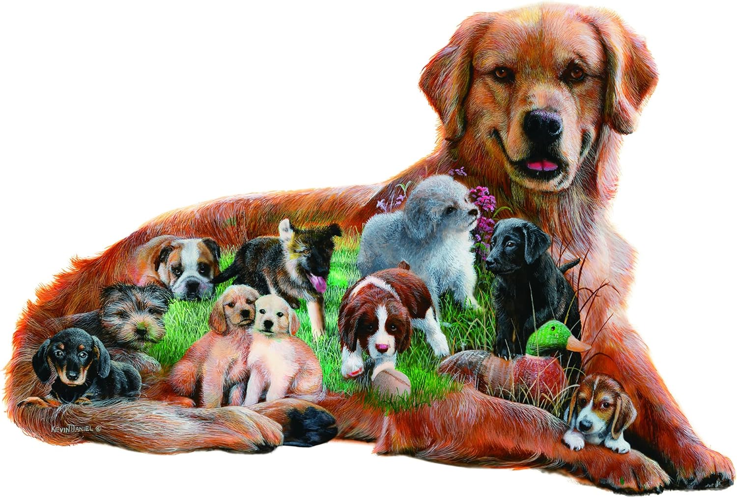 650pc Dog Shaped Beautifully Unique Jigsaw Puzzle, 36.5" x 23.73" Unique Jigsaw Puzzle for Ages 14+, by TCG Toys Multicolor