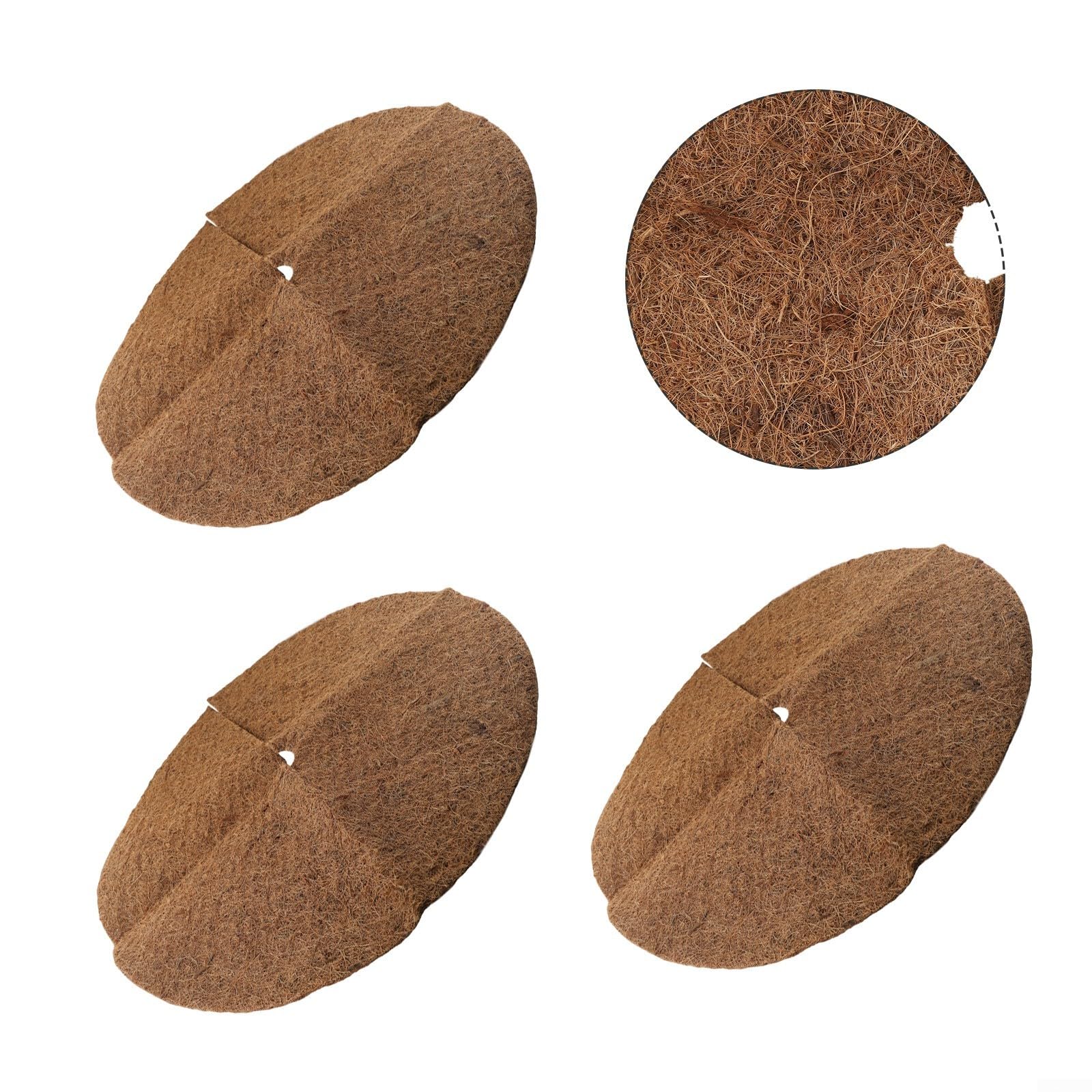Estera de fibra de coco, 3 discos de mantillo para protección de plantas, agujero redondo que retiene el agua, almohadilla resistente al césped, 0,6-0,8 cm de grosor (60 cm)