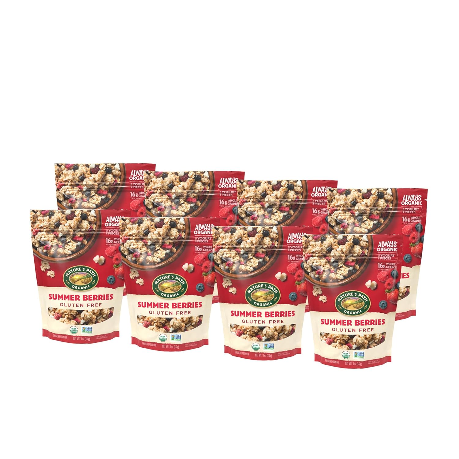 Nature's Path Organic Summer Berries Granola, 11 oz (Pack of 8), Gluten Free, Non-GMO