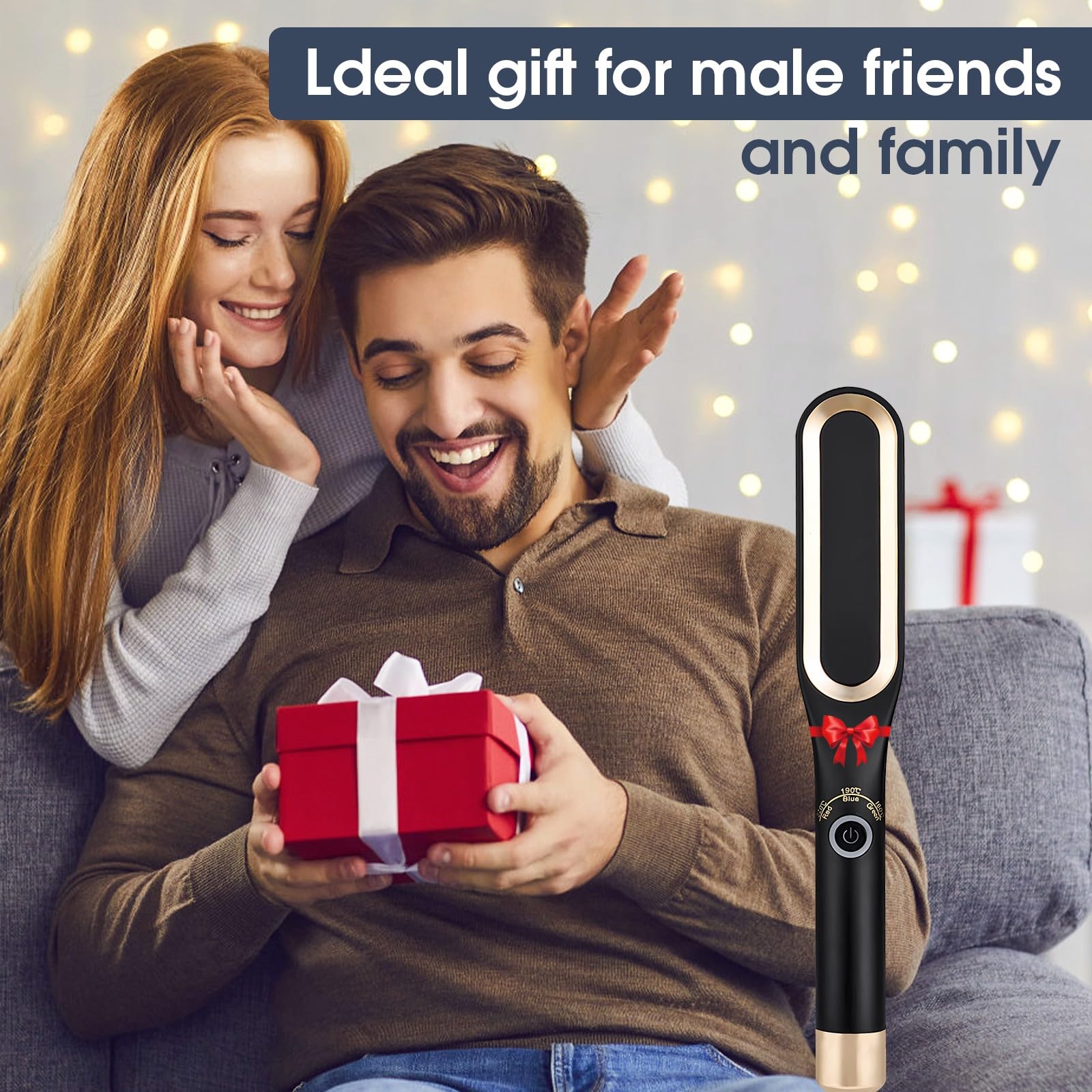 Journeyside Piastra per Barba Uomo, Mini Spazzola Lisciante per Capelli Corti,Piastra per Capelli e Barba Uomo, Regolabili 160℃/190℃/220℃, Piastra per Barba Capelli per Modellare Barba e Capelli