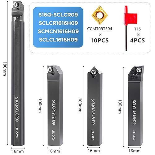 Miniatura 2 de Juego de brocas de torneado para torno 14 piezas - 4 unids 58 "vástago roscado barras de mandrinar+10 piezas insertos de carburo indexables