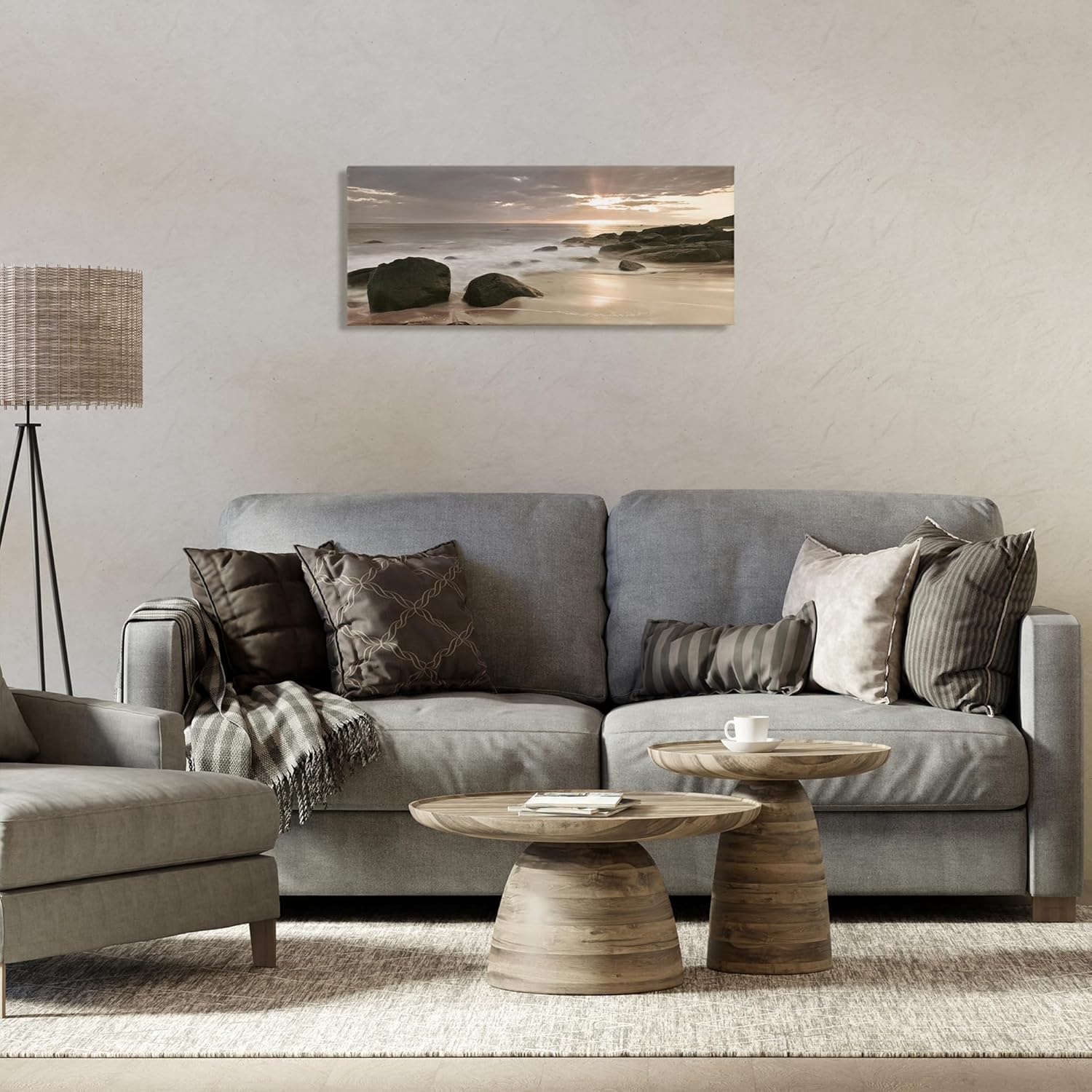 Stupell Industries Midnight Sunset on Beach Canvas Wall Art design by Assaf Frank, 13 x 30