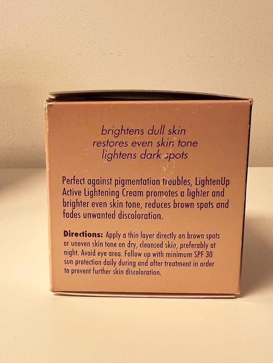 Lighten-Up Plus Active Skin Brightening Cream - 3.4 Fl oz / 100 ml - Daily Moisturzing Cream, For Face and Body