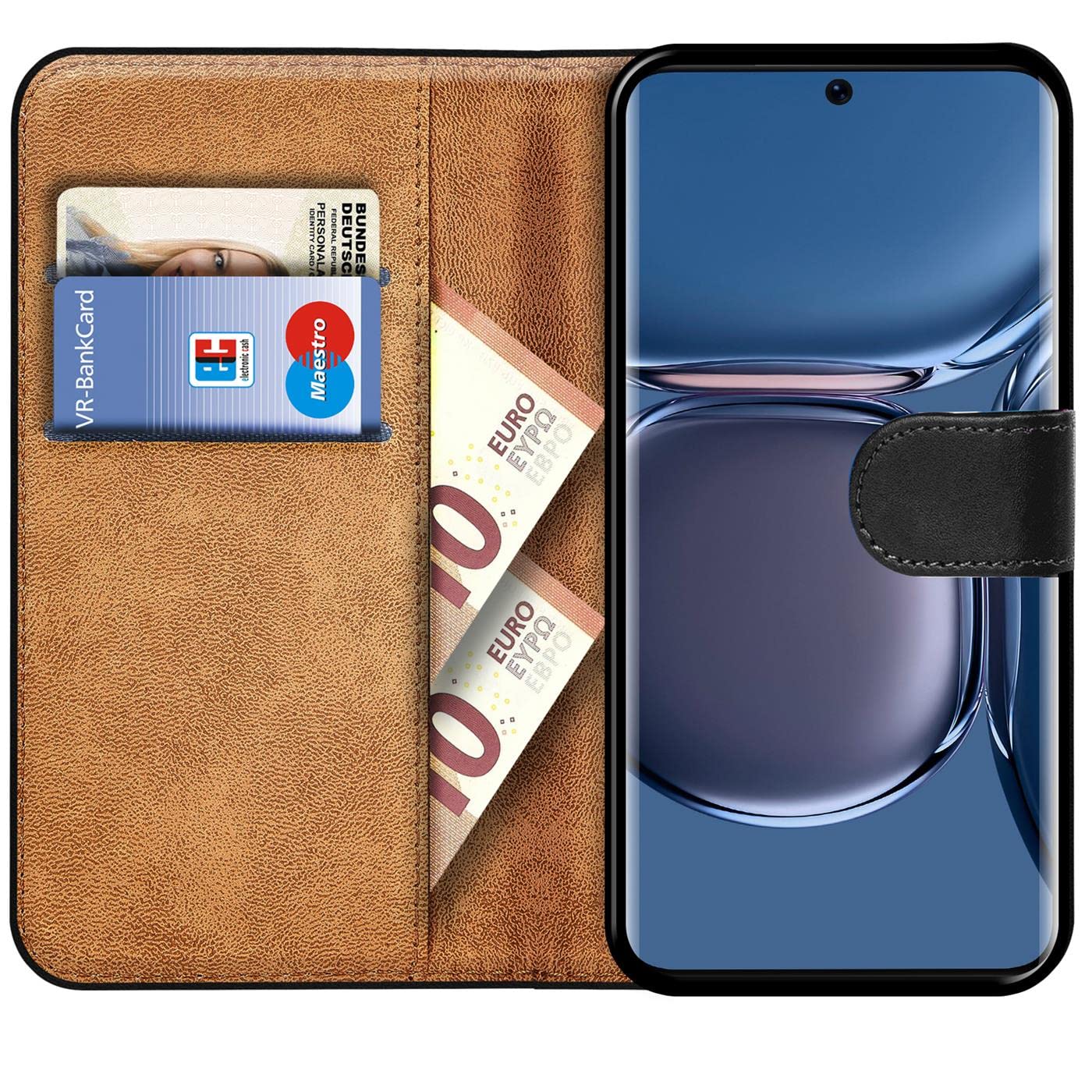 Verco Wallet Case for Huawei P50 Pro Book Cover with Magnetic Closure compatible with Huawei P50 Pro Flip Case with Card Slots Faux Leather - Image 2