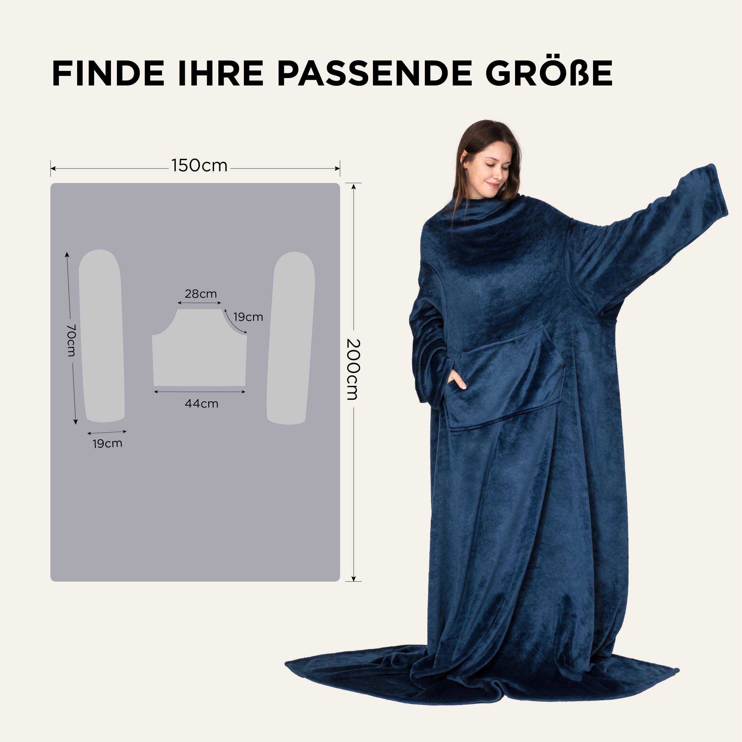 Bedsure Plaid à Capuche Adulte Sherpa Doux - Couverture Manches + Poches - 107x190 Cm Violet - Canapé, TV, Hiver
