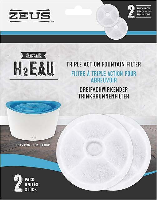 Zeus H2EAU Fountain Replacement Filters Two Pack