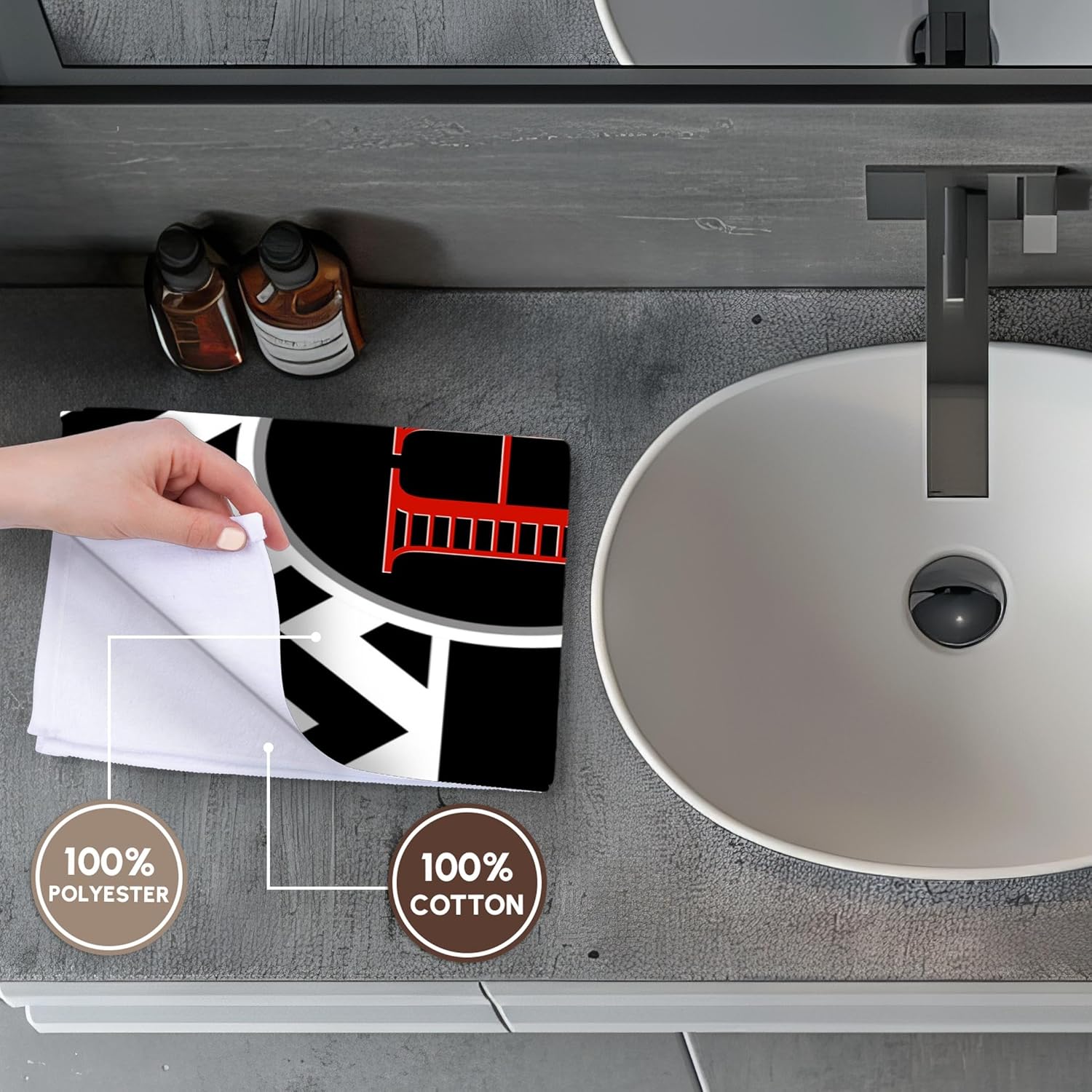 3dRose Black and White Chevron Monogram red Initial H 22x30 Bath Hand Pool Towel