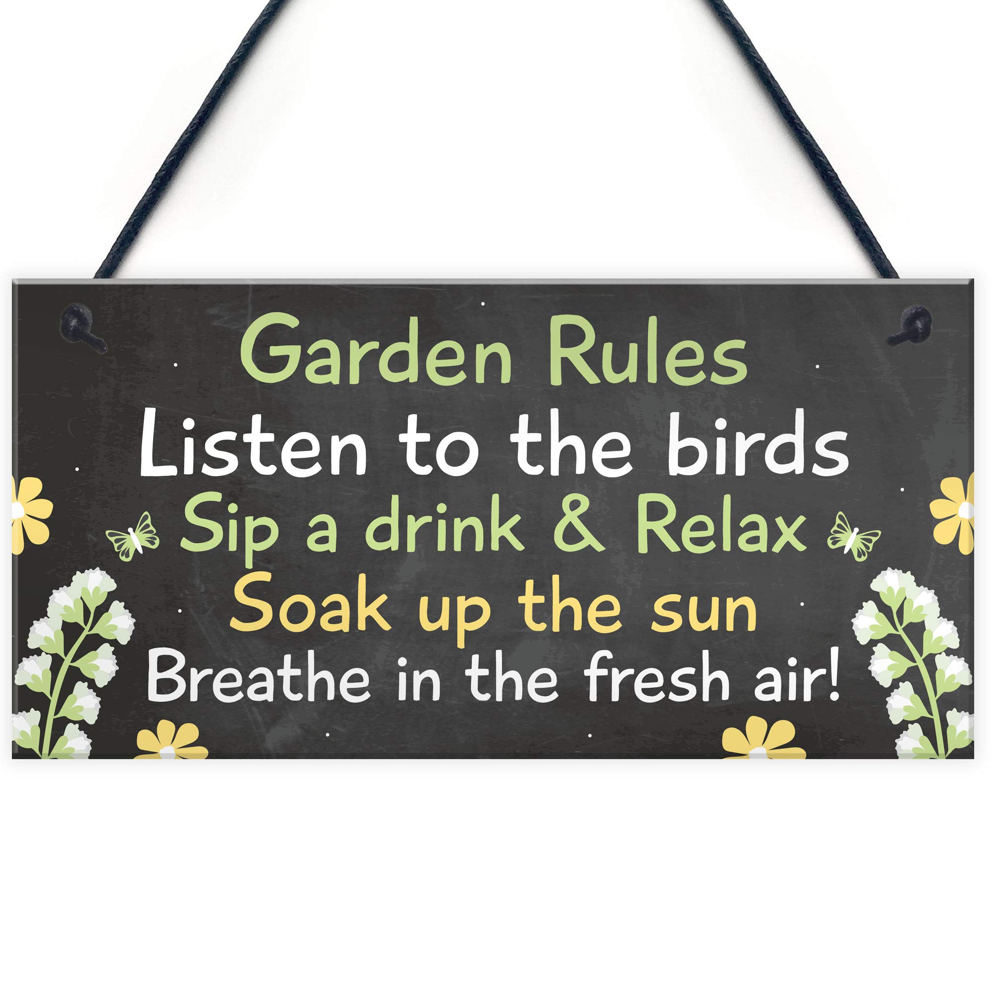 RED OCEAN Novelty Garden Rules Hanging Plaque SummerHouse Sign Garden Shed Friendship Gift