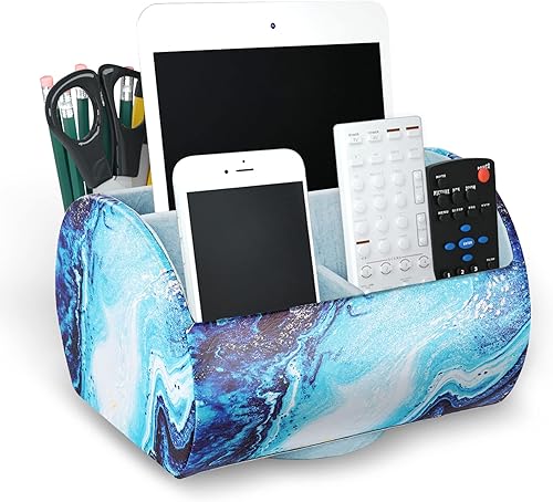 Miniatura 1 de QIELIZI Remote Control Holder,PU Leather 360-Degree Rotating Supply Organizer Box with 5 Compartment Multi-functional Office Organization and