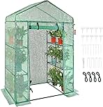 VEVOR Walk-in Green House, 55.5 x 29.3 x 80.7 inch, Portable Greenhouse with Shelves, High Strength PE Cover with Roll-up Zipper Door and Steel Frame, Set Up in Minutes, for Planting and Storage