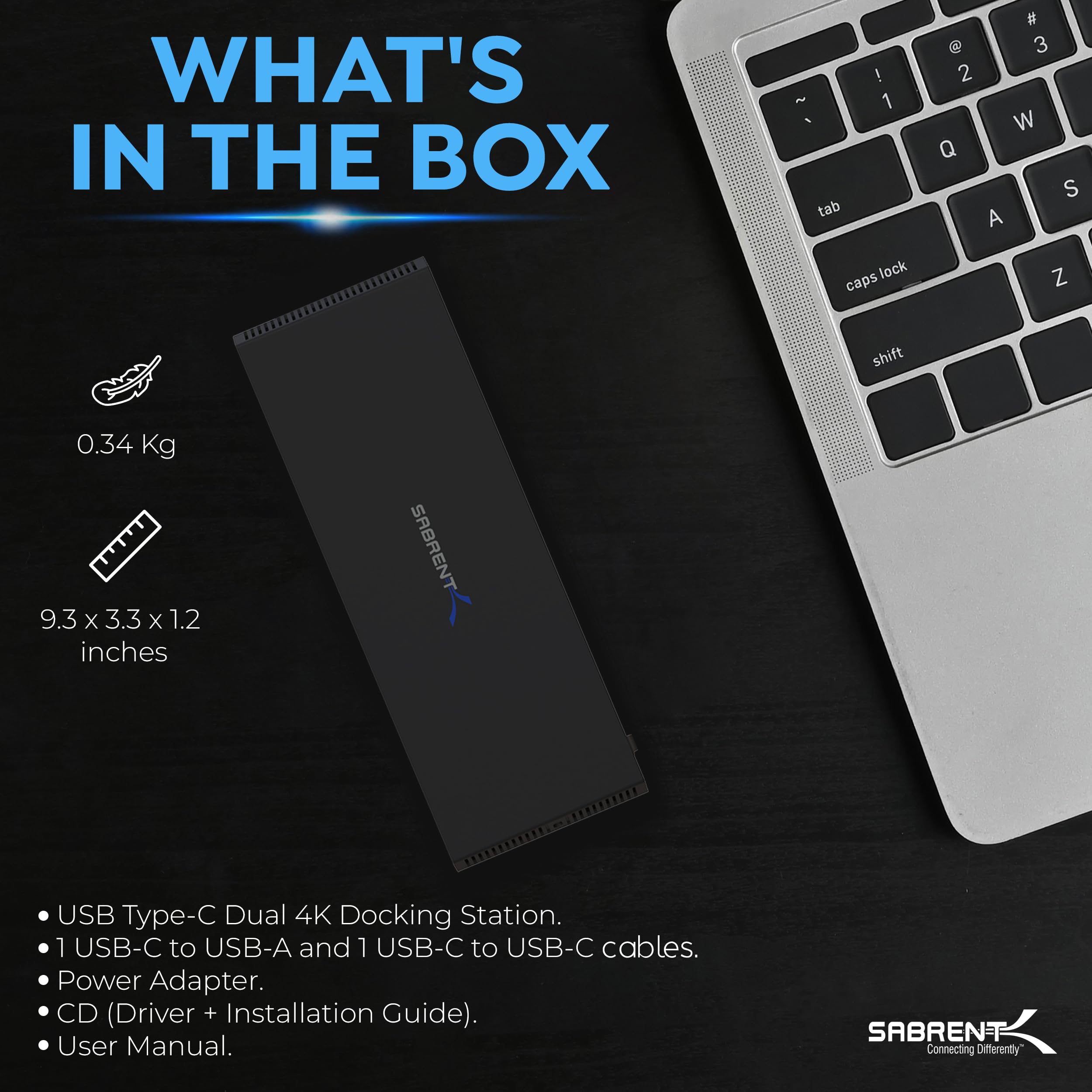 Sabrent USB Type-C podwójna stacja dokująca 4K z zasilaniem USB C (Ds-Wspd)