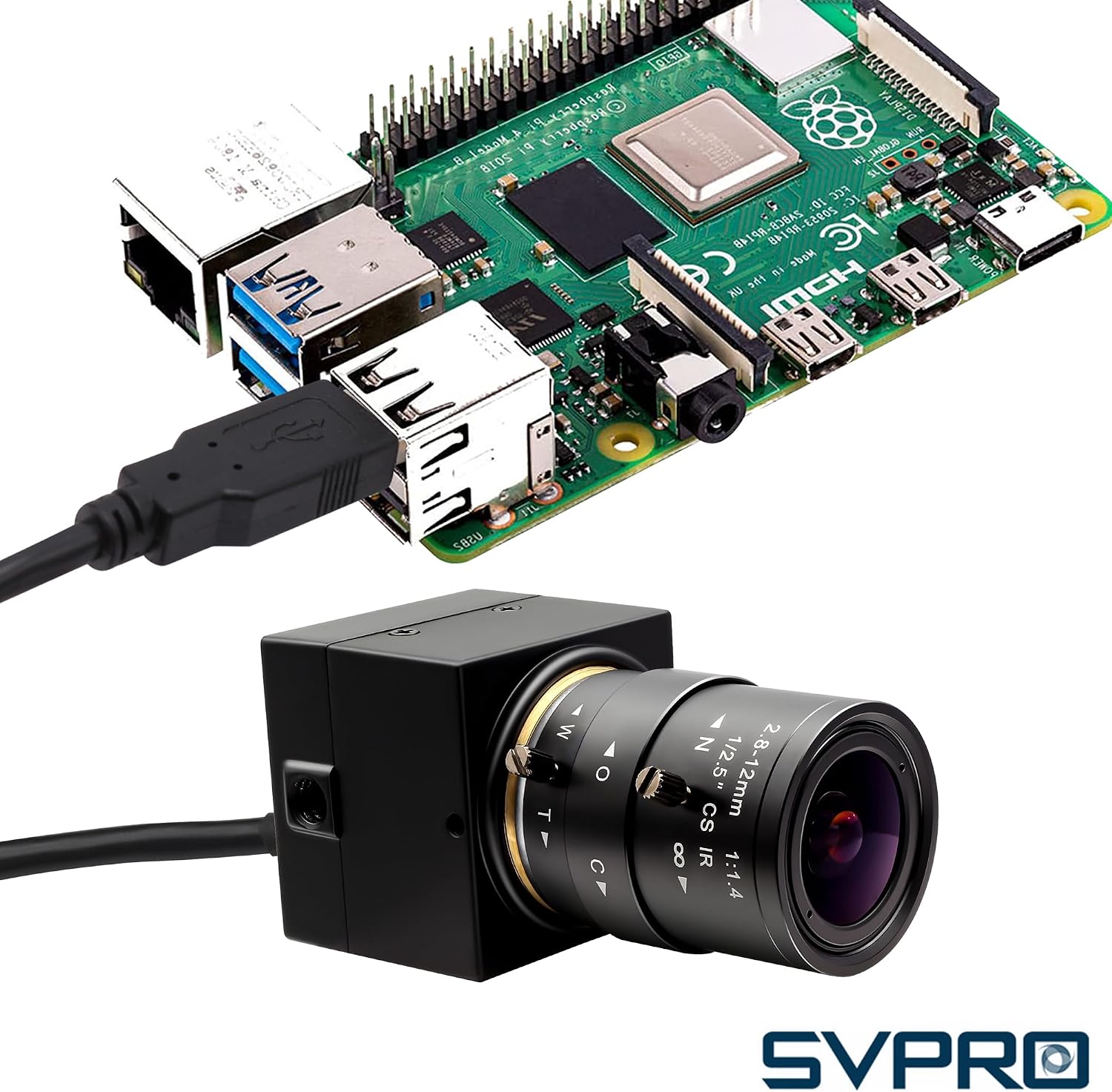 SVPRO 5MP 30fps USB Camera with 2.8-12mm Zoom Lens Close-up Camera for Machine Monitoring,IMX335 Low Light Industrial Camera for Computer Laptop,UVC Plug in Webcam for Windows,MacOS,Linux,Android