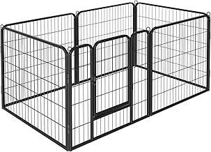 Yaheetech Parc pour Chien Enclos Interieur Cage pour Chien 6 Panneaux Parc Enclos pour Chiens Chiots Lapins Métal 80 x 80 cm Noir