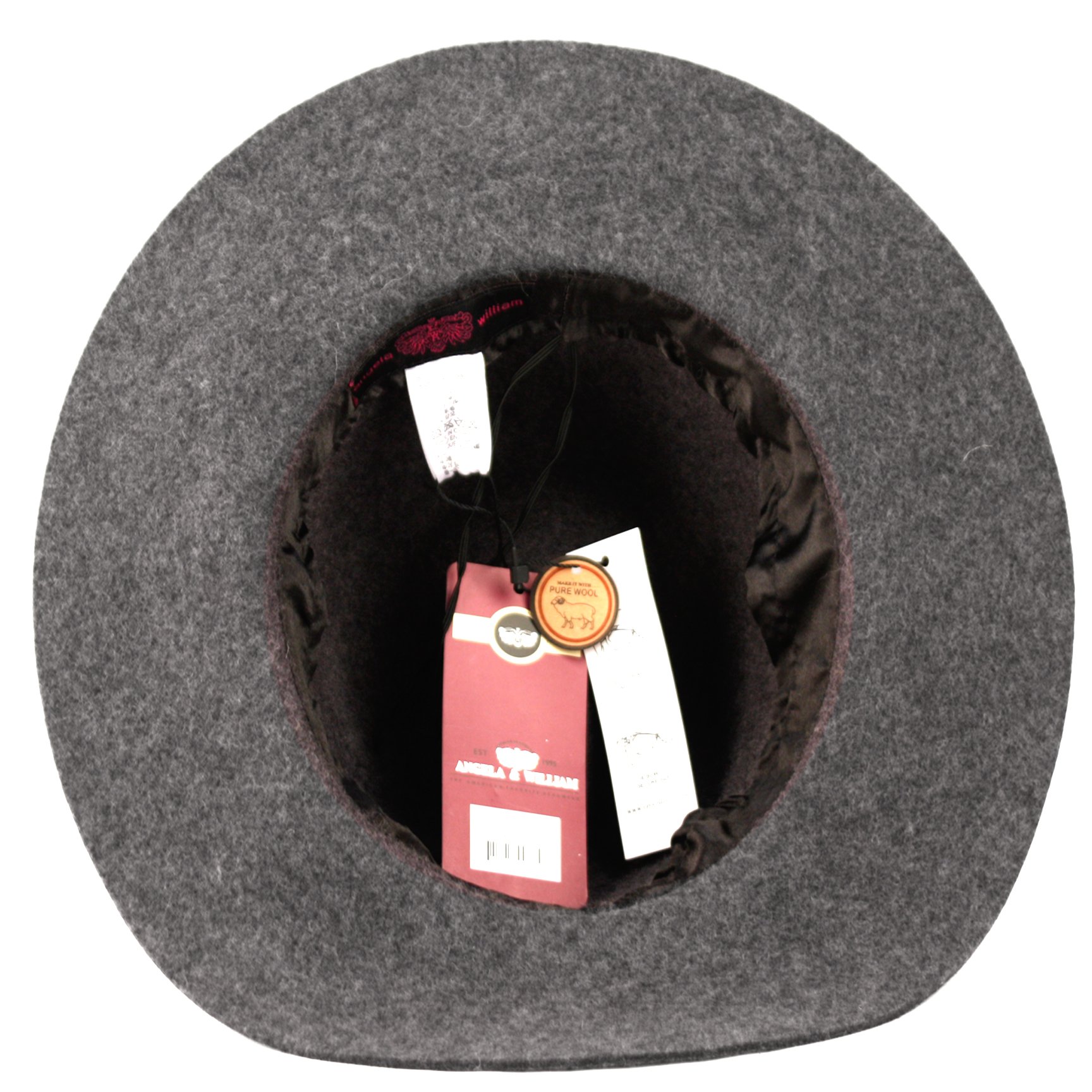 ANGELA & WILLIAM F2276 Big Brim 100% Wool Fedora (Charcoal Gray)