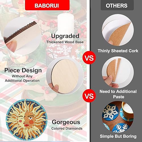 Miniatura 3 de Juego de 8 posavasos de diamante con soporte, posavasos de pintura de diamante de luna y sol, antideslizantes, kits de posavasos de pintura de