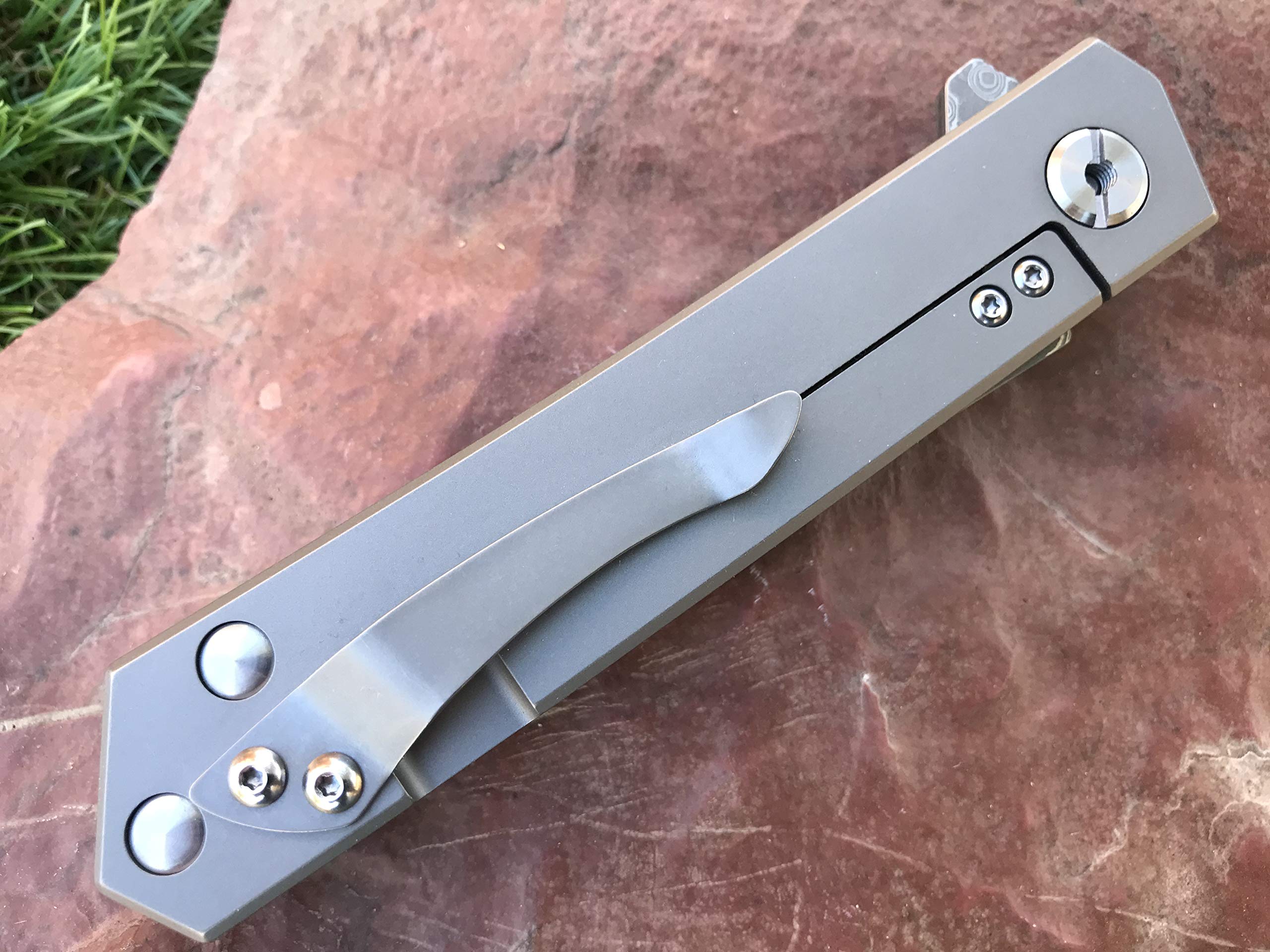 TACTICAL GEARZ Damascus Pocket Knife! TG Saint XT, Tc4 Titanium Handle