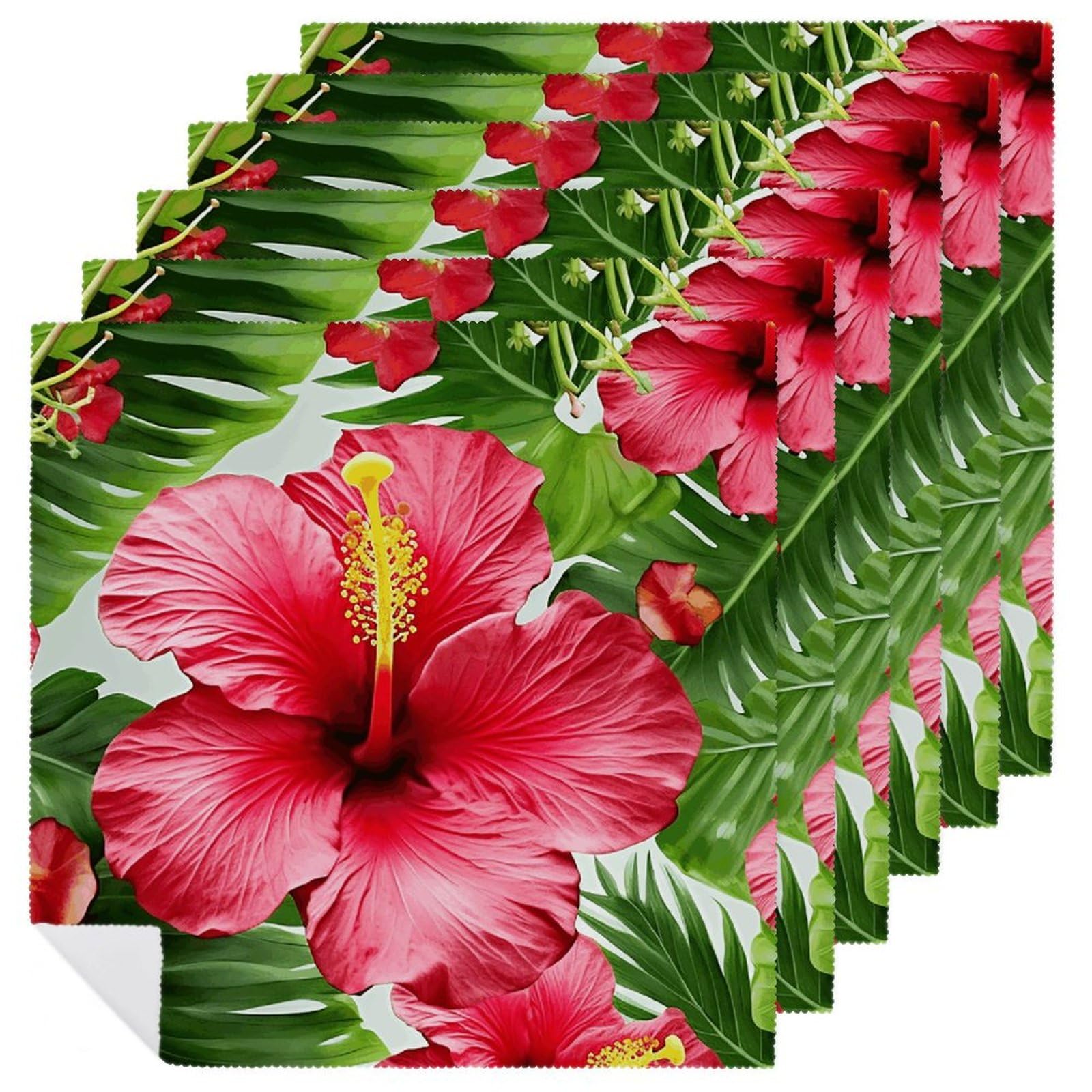 Servilletas finas de tela con hibiscos, mantelería de alta calidad para cenas de gala