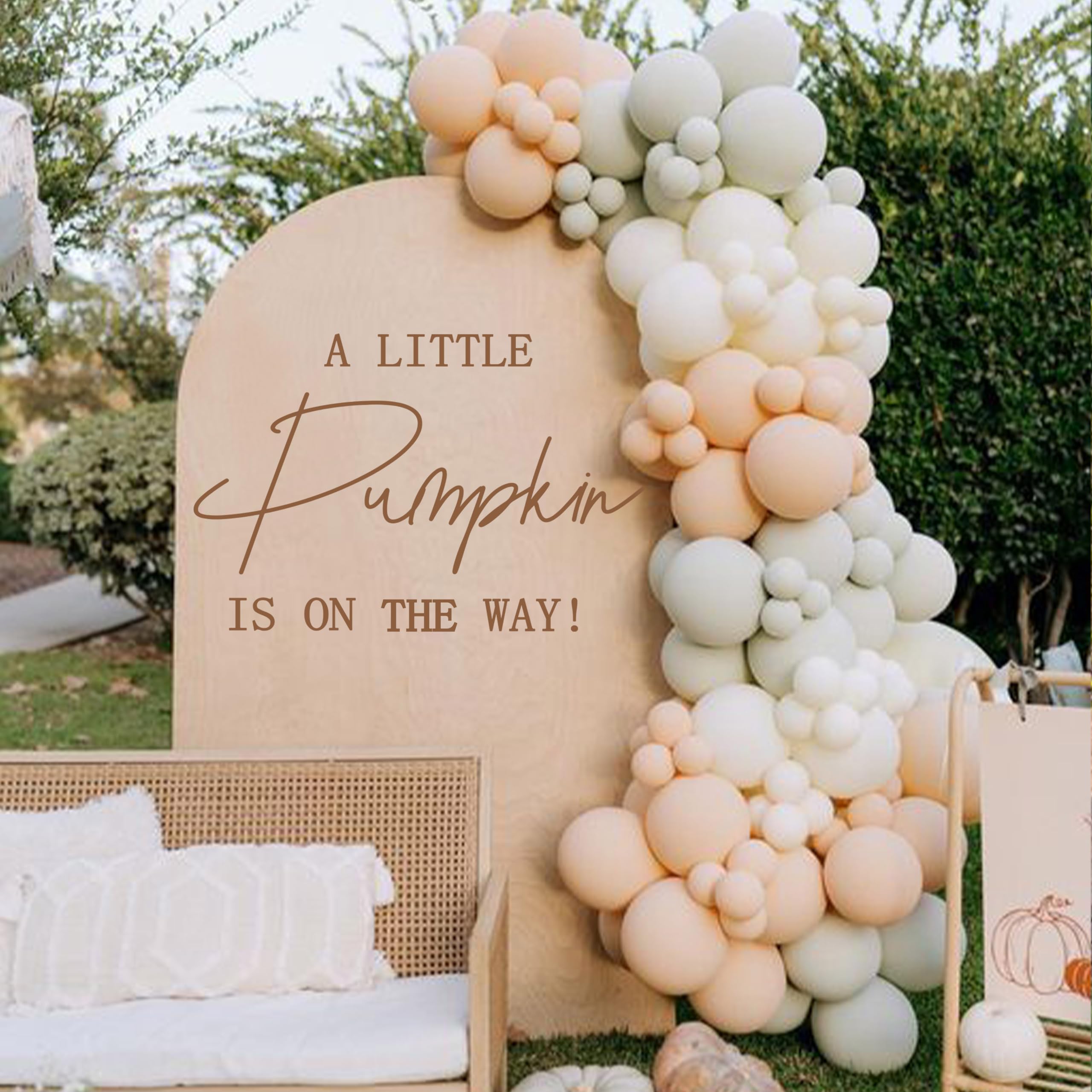 MUWEOL A Little Pumpkin is On The Way Decal - Halloween Party Decorations,Pumpkin Theme Baby Shower Decor,Sumerween Partty Supplies