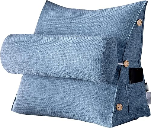 Almohada de apoyo lumbar, almohada triangular, respaldo de cama, ajustable extraíble, cojín grande para sala de estar, ventana de bahía