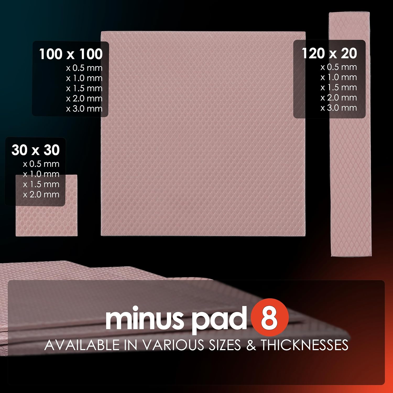 Thermal Grizzly Minus Pad 8-100x100x1.0mm Thermal Interface Pad, Electrically Non-Conductive, High Thermal Conductivity & Compressibility for SSDs, GPUs & Electronics