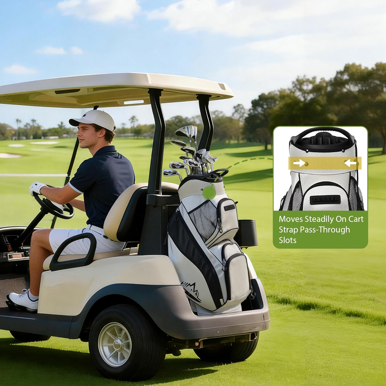 14 Way Golf Cart Bag with Organizer Divider Top,Premium Lightweight Silent Golf Club Bag for Men Women,Golf Bag with Cooler and Rain Cover