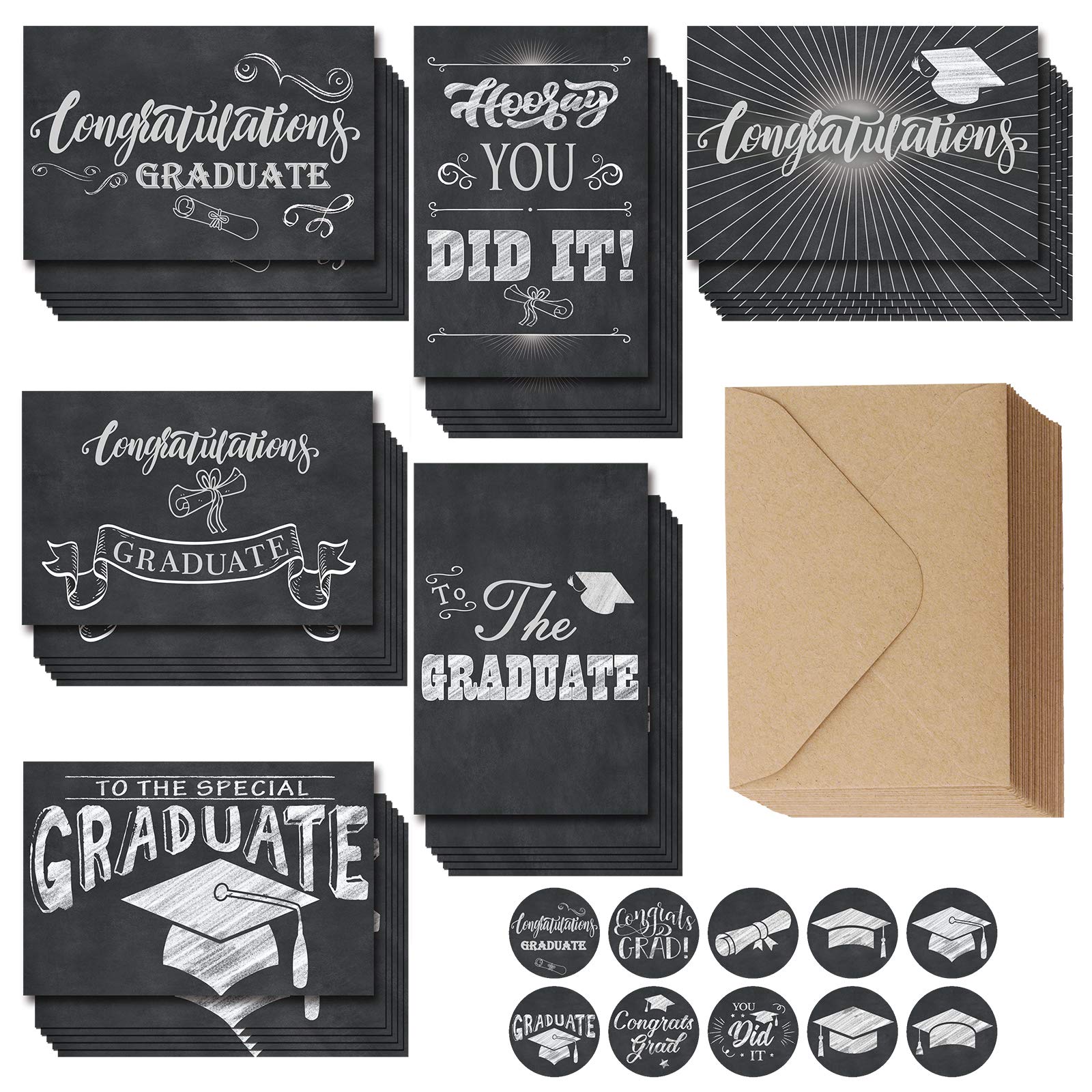 Buy 48 Sets Graduation Congratulations Cards Bulk Congrats Cards Chalkboard Blank Grad