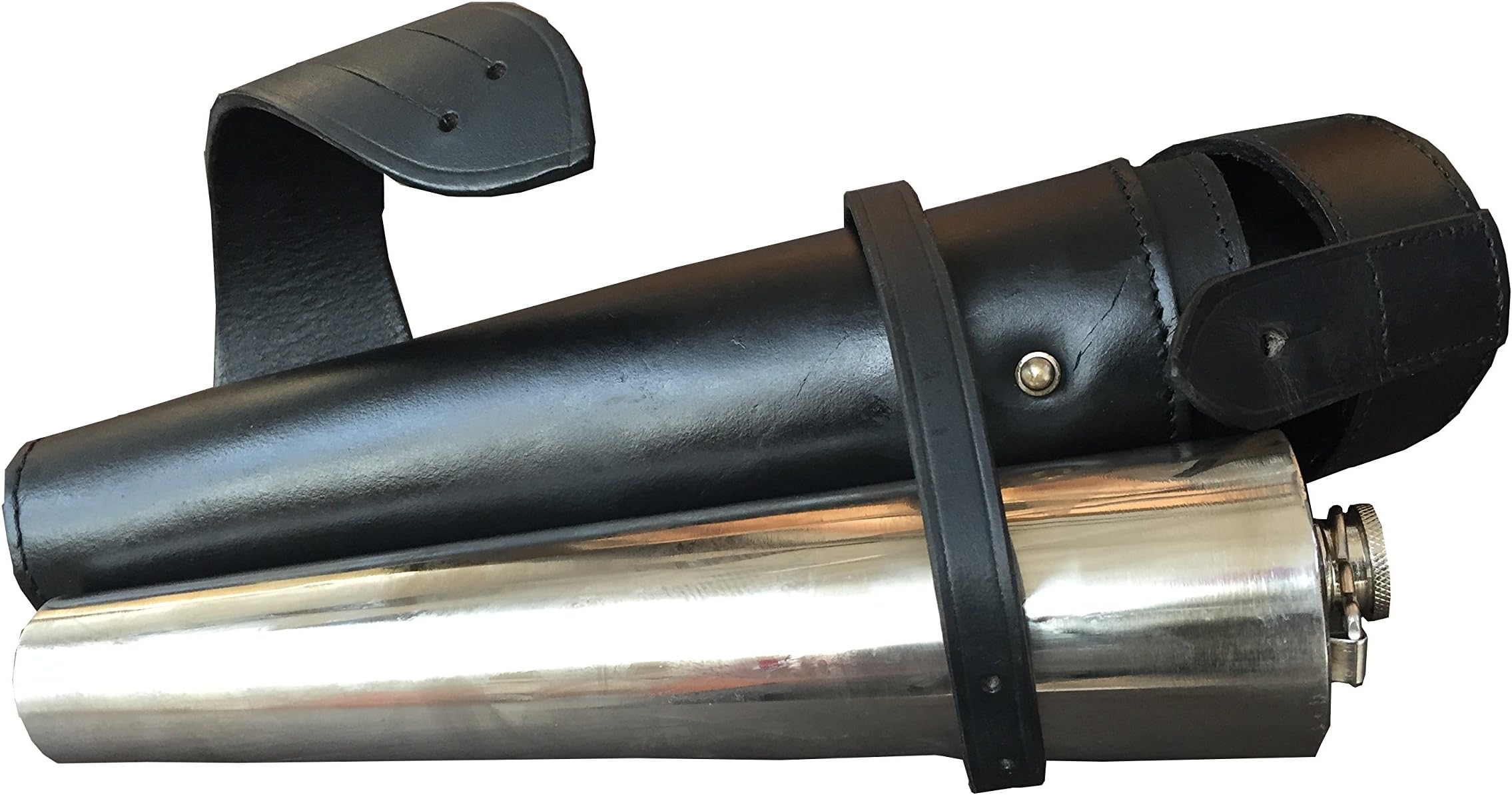 John Shooter England Horse Riding Steel Saddle Flask & Bridal Black Leather Case Holder
