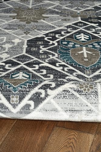 Miniatura 5 de Linon Colección Vintage Belouch - Alfombras sintéticas, 9 x 12, gris y carbón