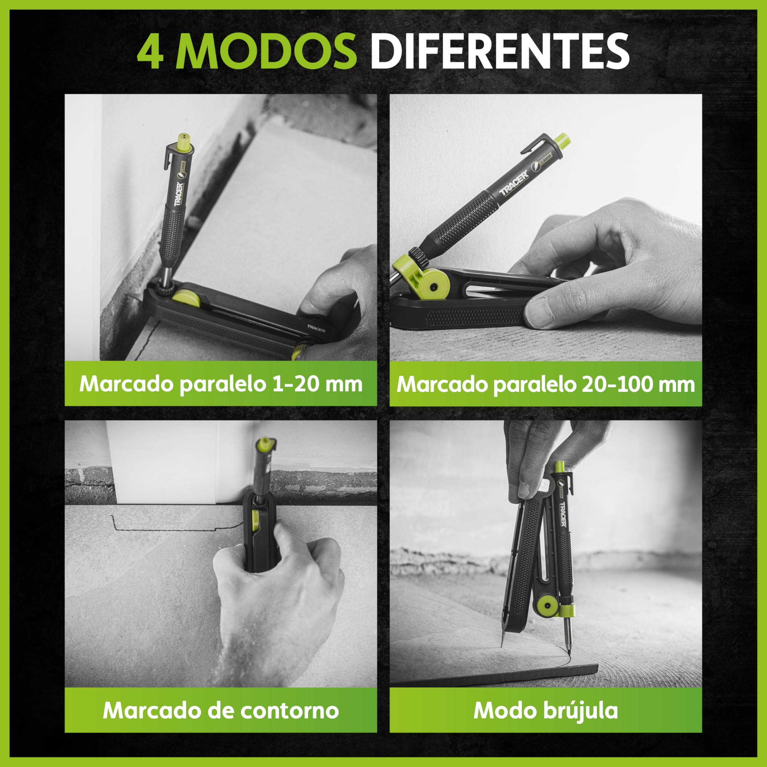 TRACER Truescribe - Herramienta de escritura con lápiz trazador 2.0, estuche de almacenamiento y 12 minas para lápiz. Herramienta de trazado para carpintería y más