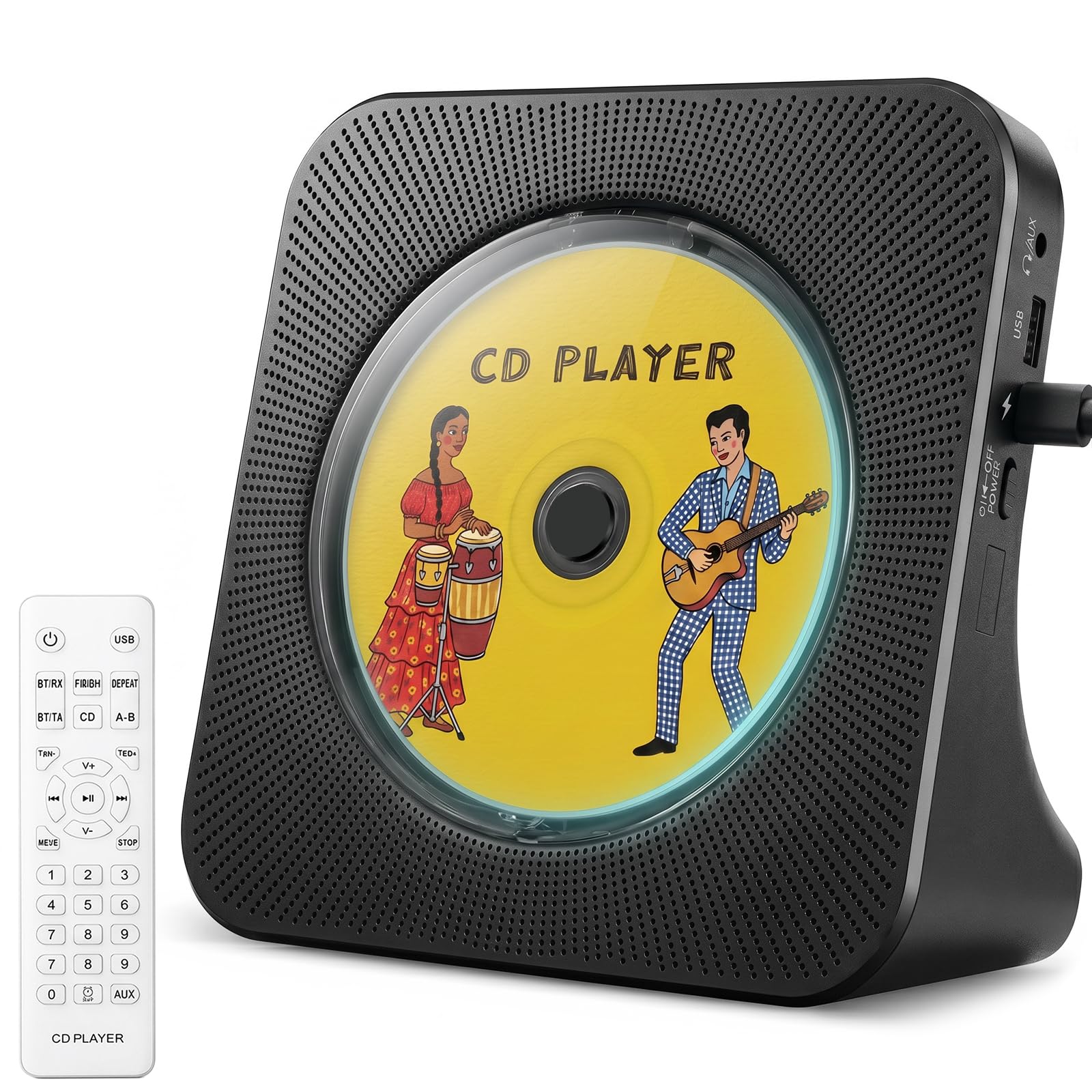 Gueray CD Player Portable Bluetooth Desktop CD Player for Home (Black)