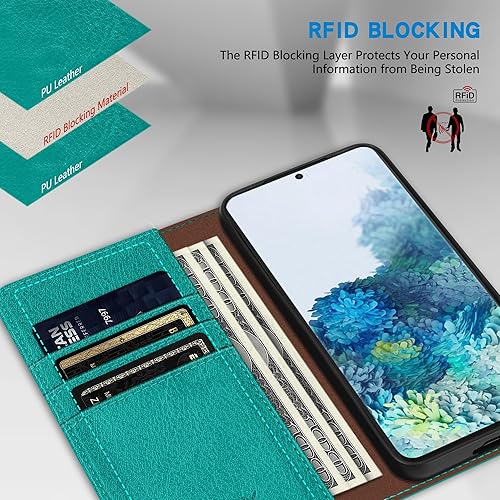 Miniatura 188 de ZZXX Funda tipo cartera para Samsung Galaxy S20 con bloqueo RFID, soporte de ranura para tarjetas, funda protectora de cuero magnético fuerte