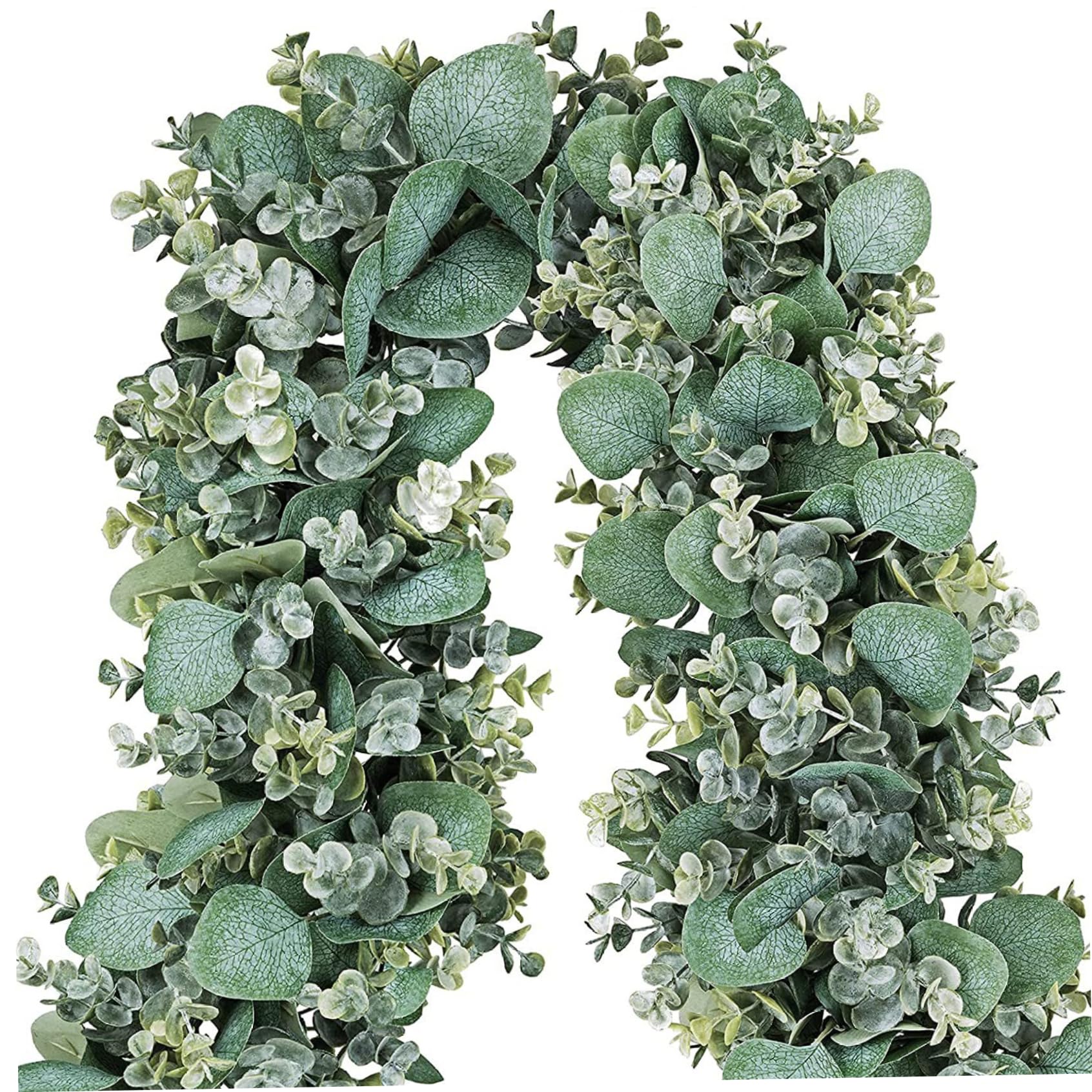 Künstliche Eukalyptus-Girlande, 1, 5 m, Silberne Dollar-Grün-Eukalyptus-Girlande, realistische Blattranken für Hochzeitsbogen, Hintergrund, Heimtisch, Innen- und Außendekoration
