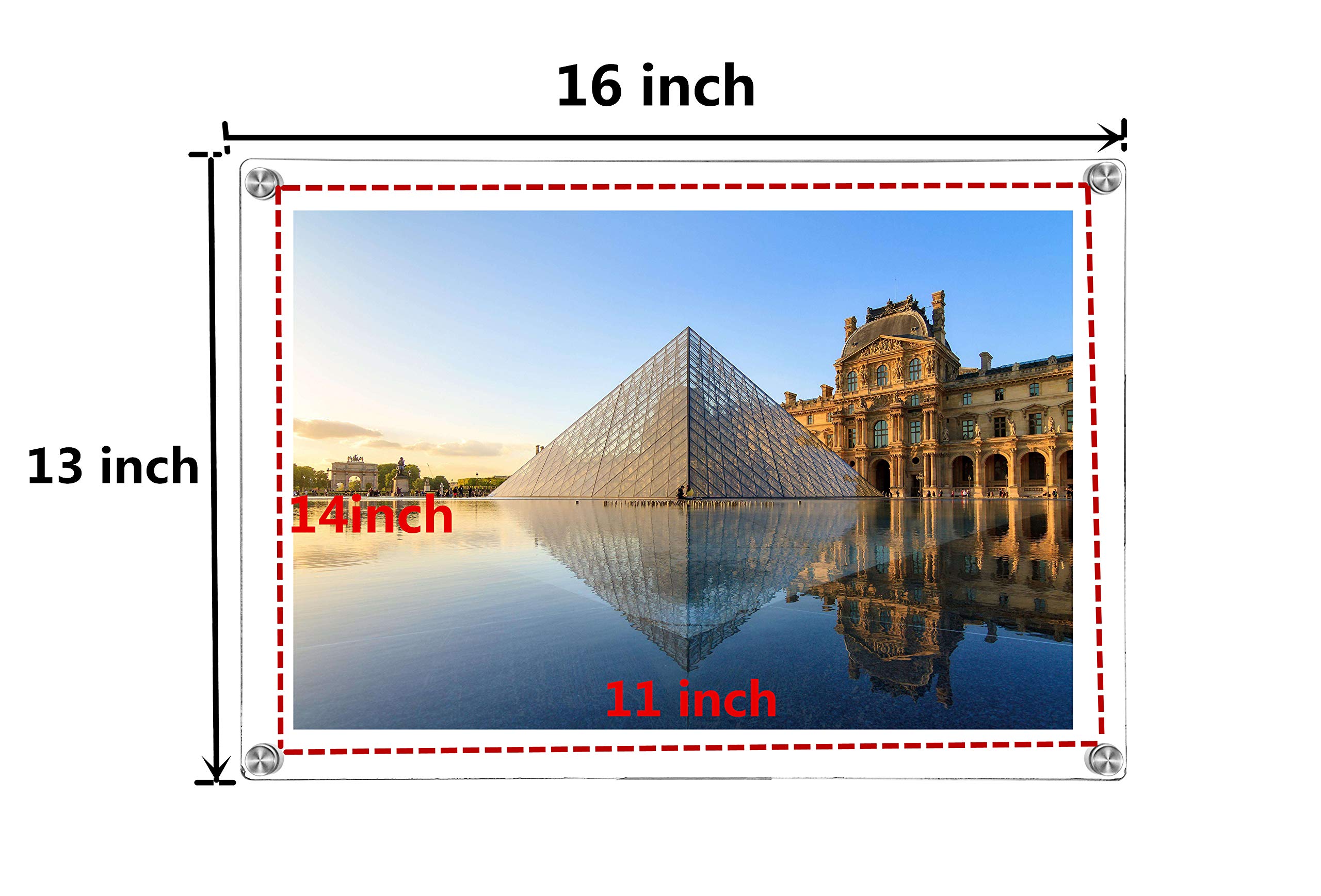 CY craft 11x14 Clear Acrylic Wall Mount Floating Frameless Picture