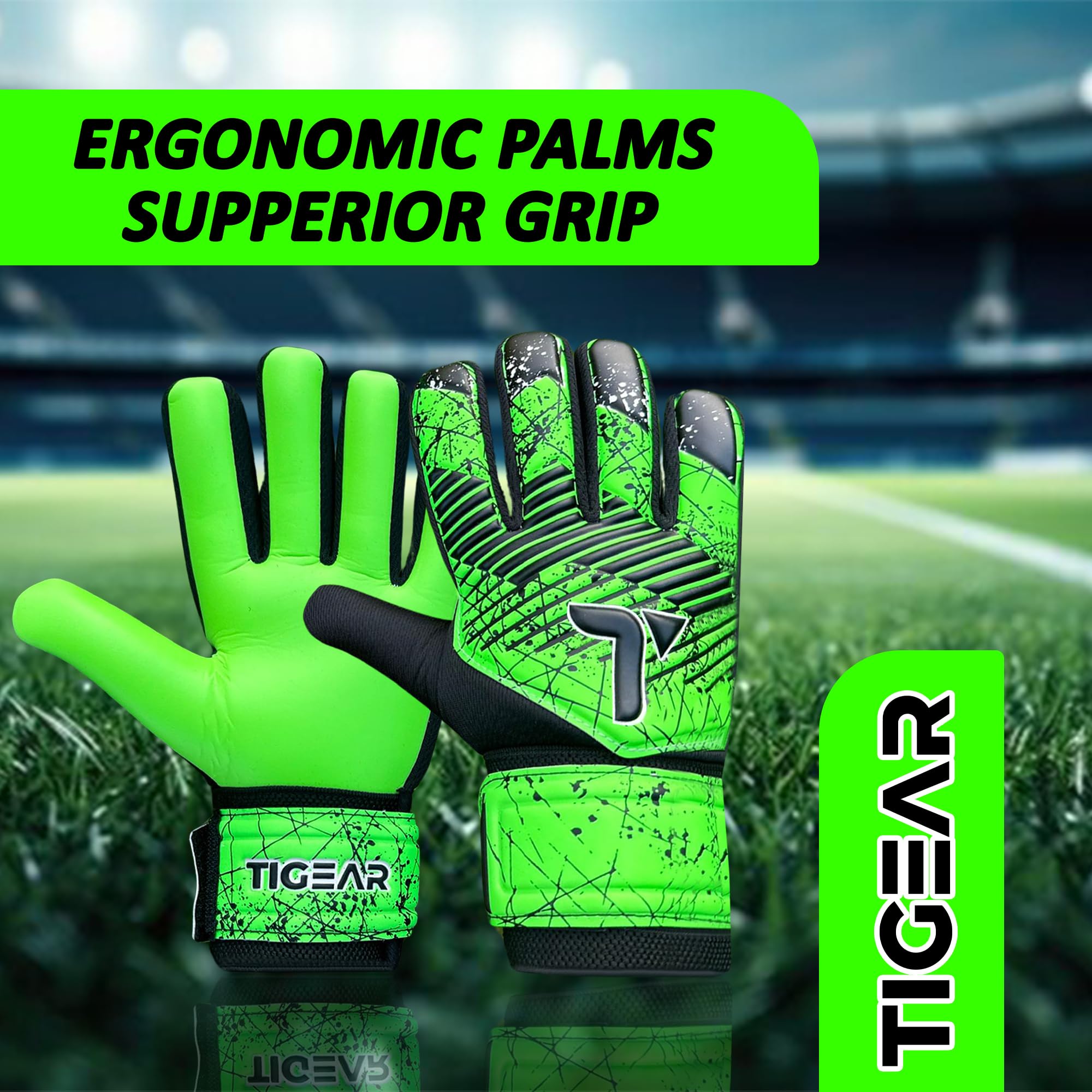 TIGEAR SuperJam Goalkeeper Gloves (Green, 7) - Image 4