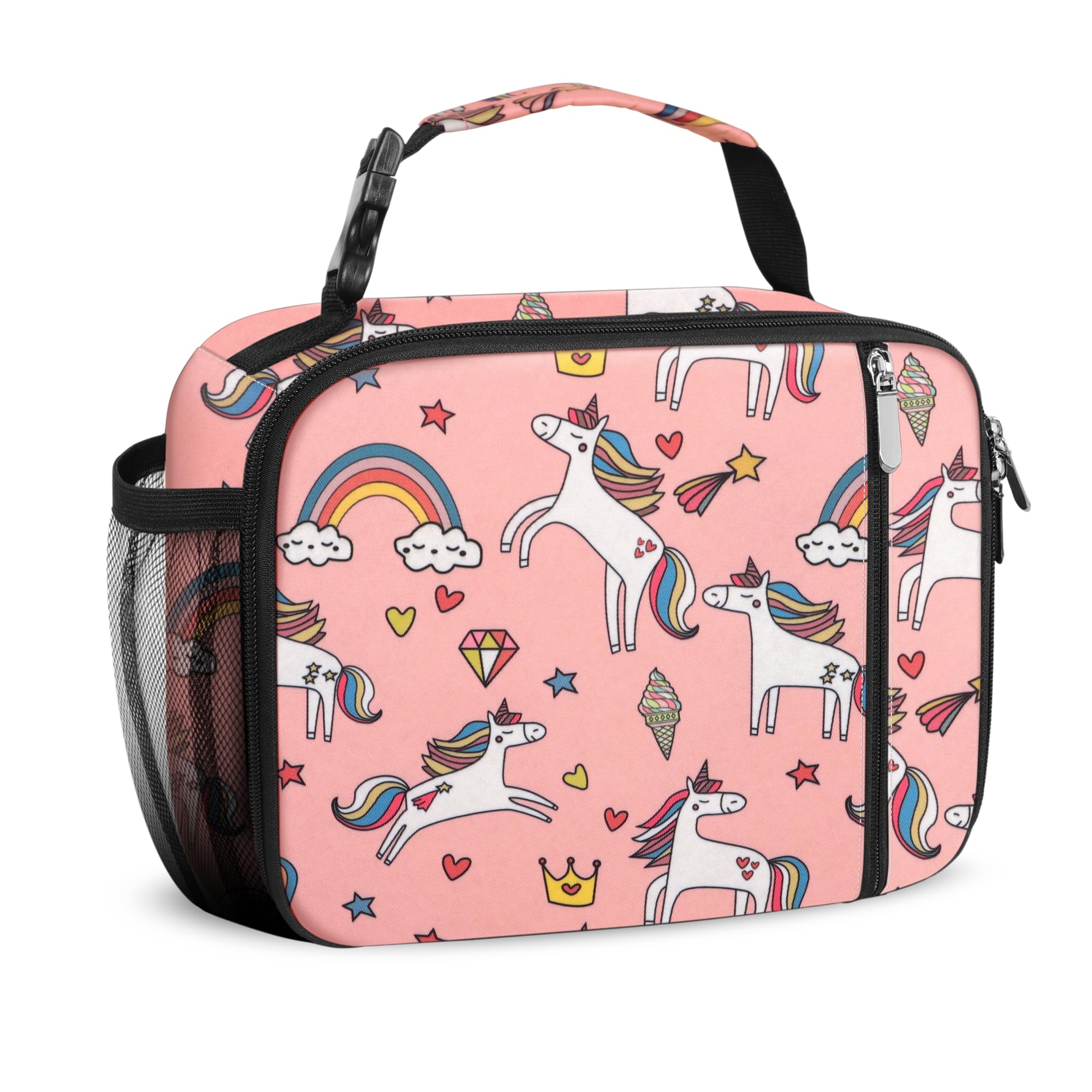 esouler Lunch Box Kids Insulated Lunch Bag for Boys & Girls Durable Children Lunchbox for School with Water Bottle Holder-Pink Unicorn