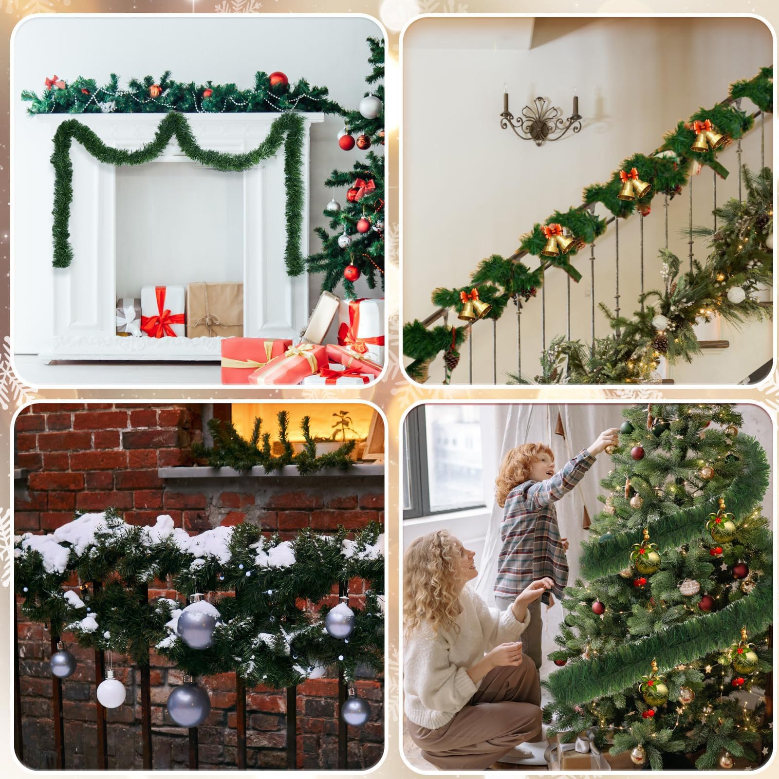Guirlande De Noël Verte 15m - Guirlande Sapin Artificiel Extérieur Intérieur Décoration Festive