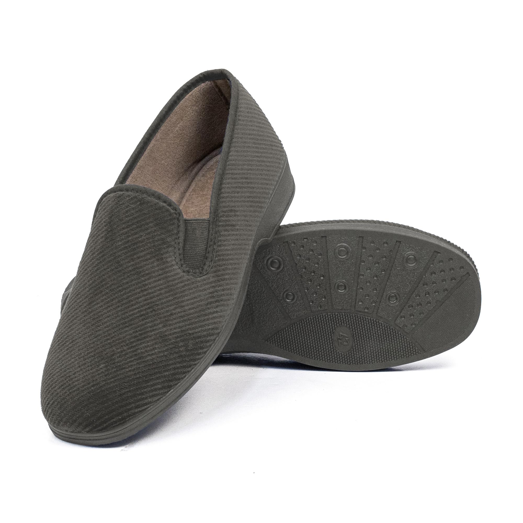 CoboFamily Slippers House Men's Winter Comfortable Moccasins Cloth Lining Plush Warm Slippers Thermal Orthopedic Rubber Sole Non-Slip Silent Pull On Made in Spain Sizes 40 - 45