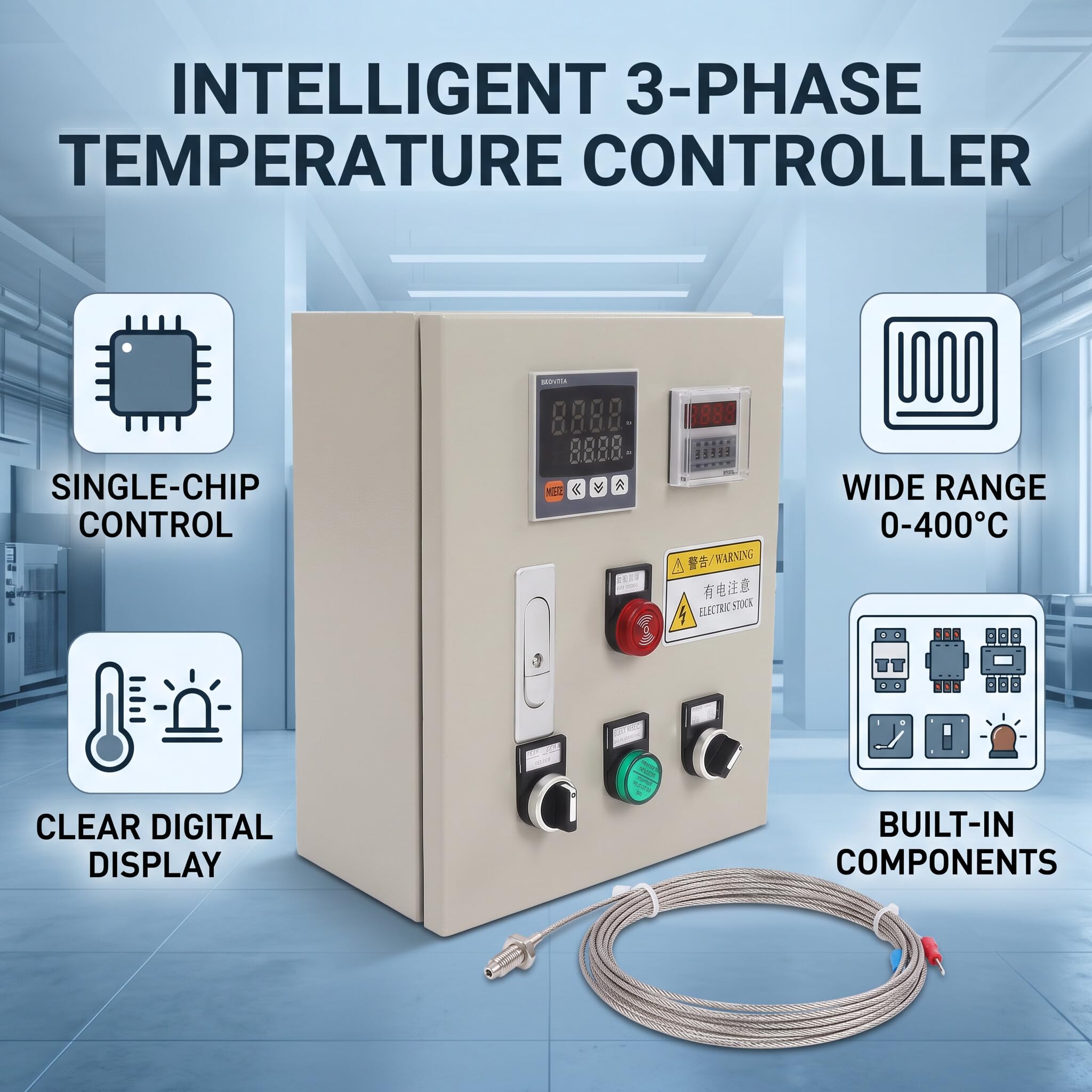 Controlador de Temperatura PID con Termopar 380V CA Trifásico 15KW para Sistemas Industriales Precisos Industria Automatización Control Industrial