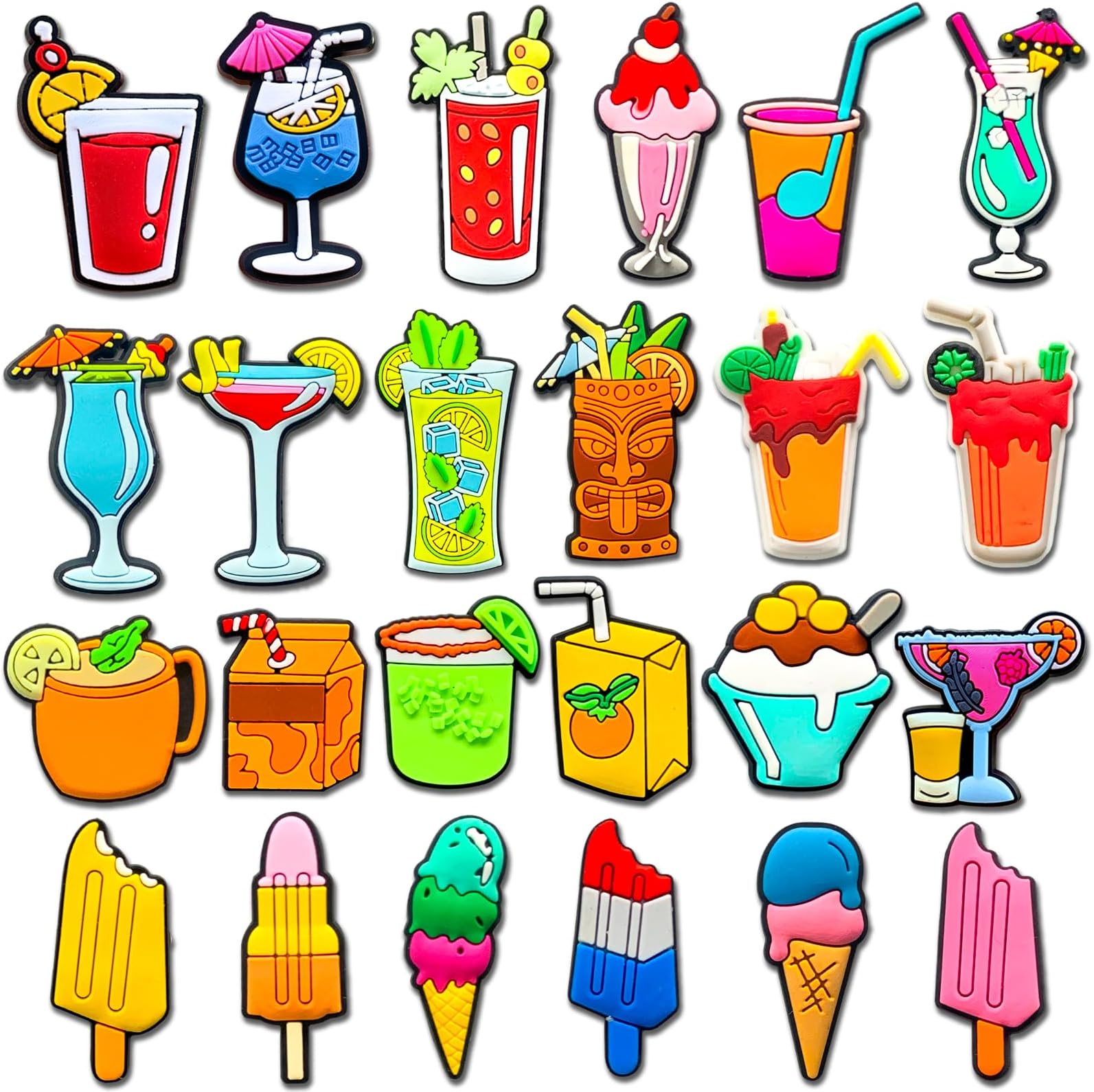 Cartoon Hero Drink Music Shoe Decoration Charms, Cute Croc Charms for Kids Adults Party Gifts
