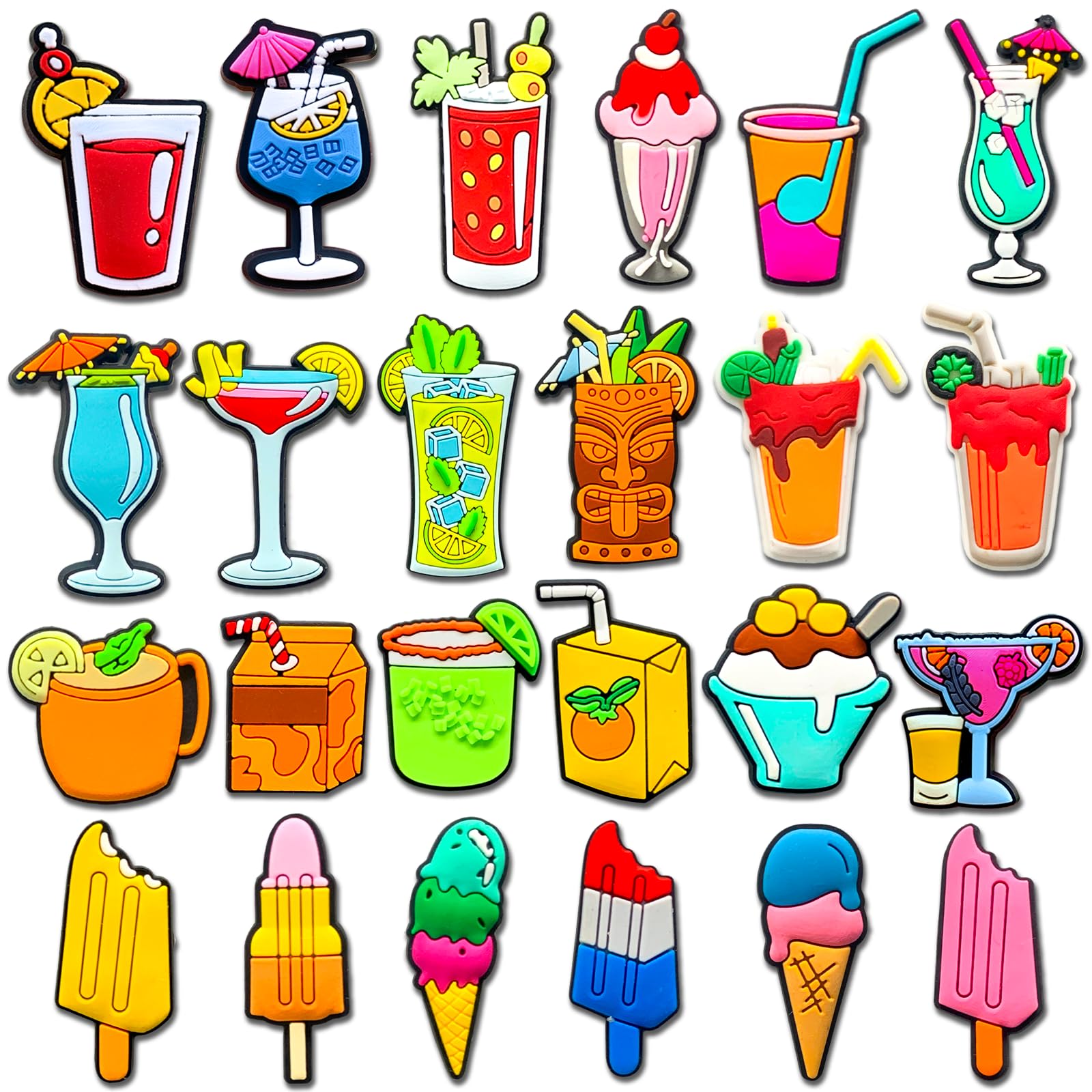Cartoon Hero Drink Music Shoe Decoration Charms, Cute Croc Charms for Kids Adults Party Gifts