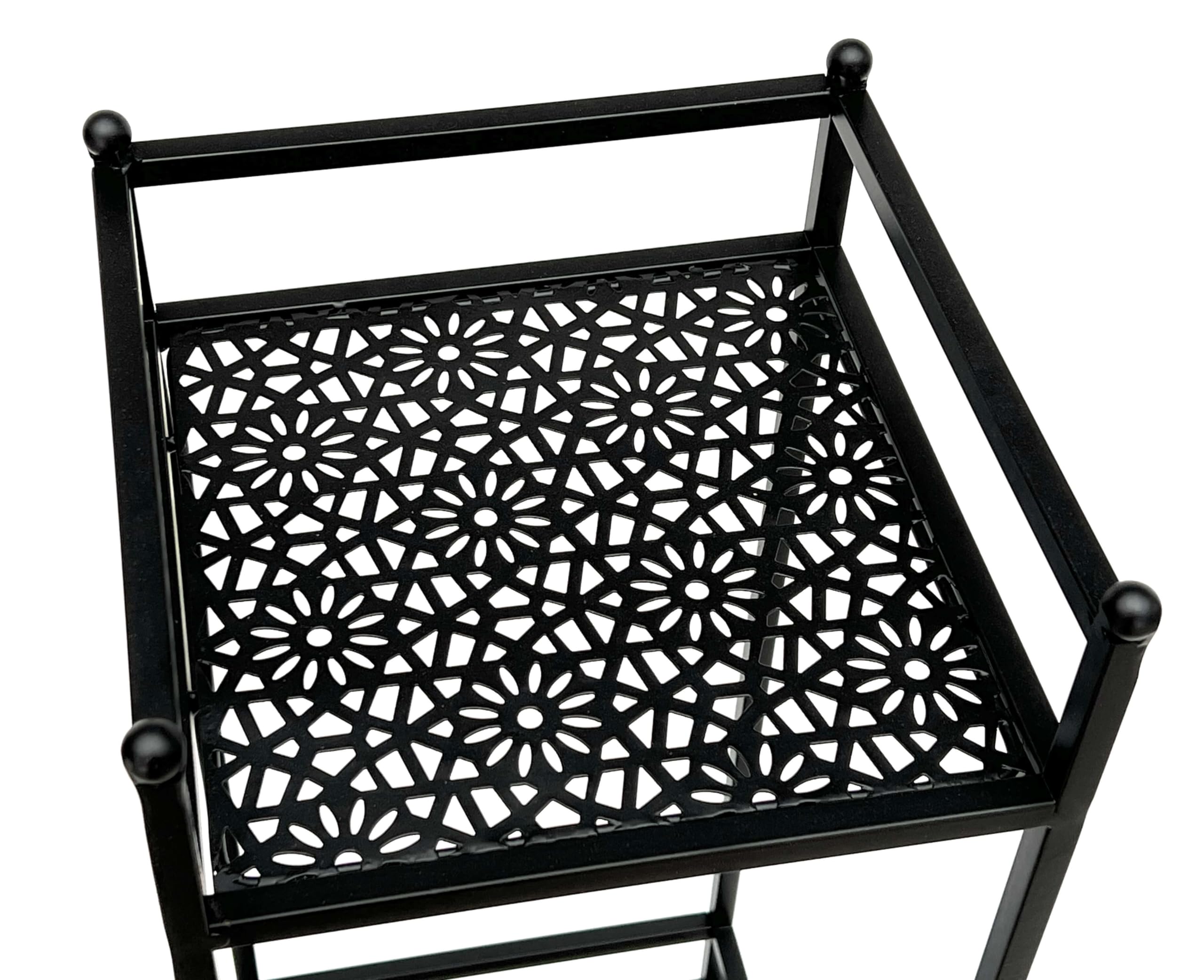 DanDiBo Estantería de pie negra de metal, estrecha, 3 niveles, 110 cm, estantería de cocina, estantería de cocina, estantería de metal 96485 de hierro moderno