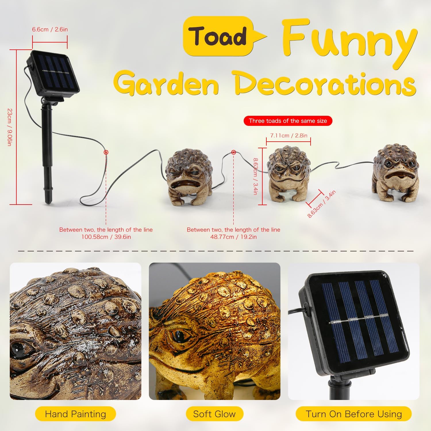 HUYIENO Solar Garden Statue Outdoor Decor Toad Ornament Waterproof Solar Powered LED Lights Frog Garden Decor for Yard, Patio, Lawn Gift for Mom, Women, Housewarming