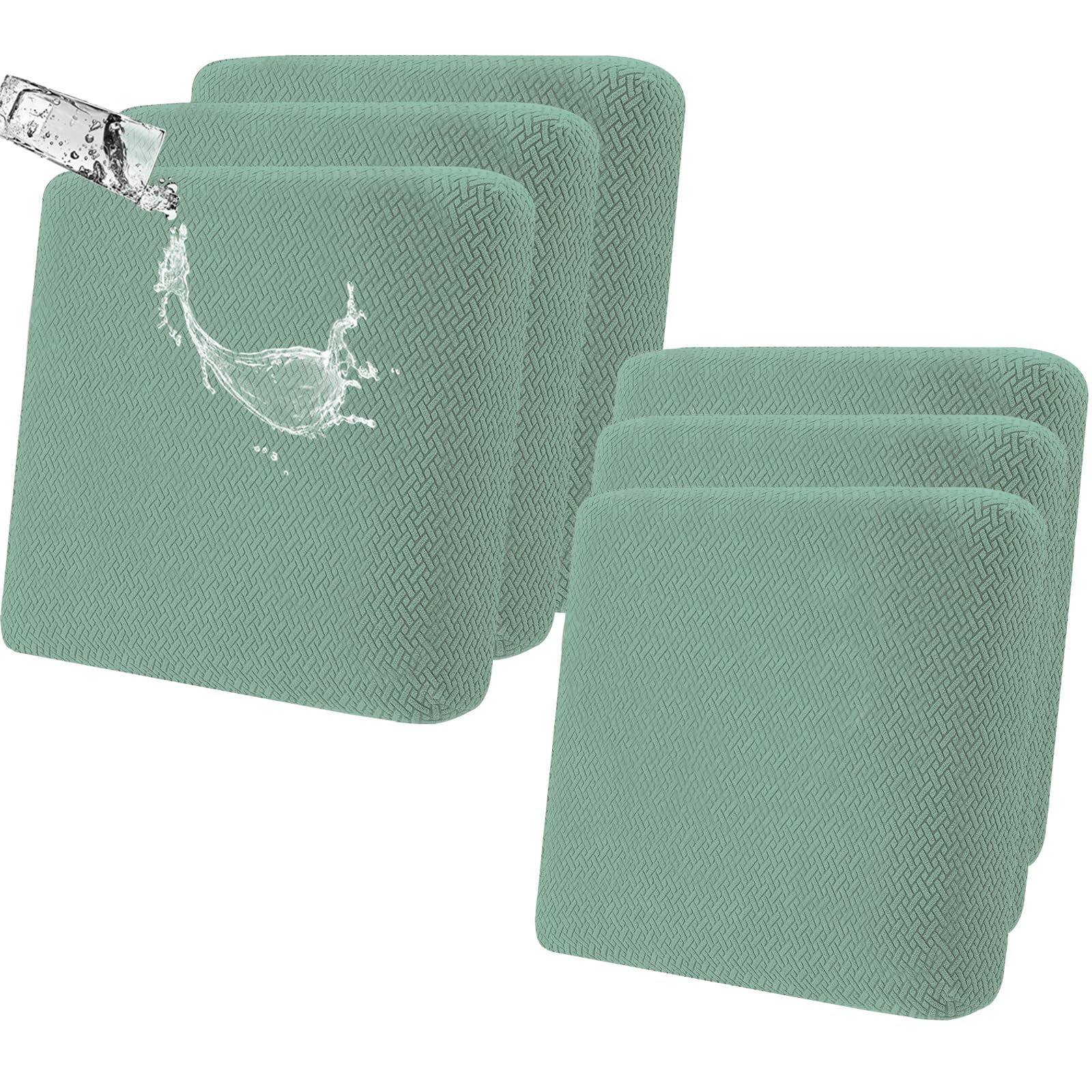 SHANNA Waterproof Couch Cushion Cover: 6Pcs Outdoor Cushion Covers High Elastic Magic Sofa Cover Accent Patio Cushions for Outdoor Furniture Suitable for Kids Pets (Bean Green)