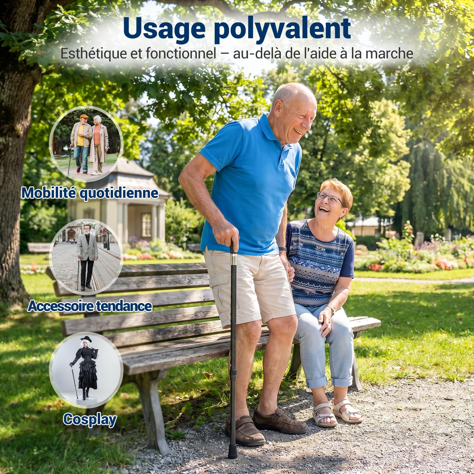 Care-Parents Canne de Marche en Carbone, Ultra légère (250 g) et Télescopique(79-102cm), et Portable, avec Embout en Caoutchouc Antidérapant, pour Homme et Femme, Elégante et Moderne