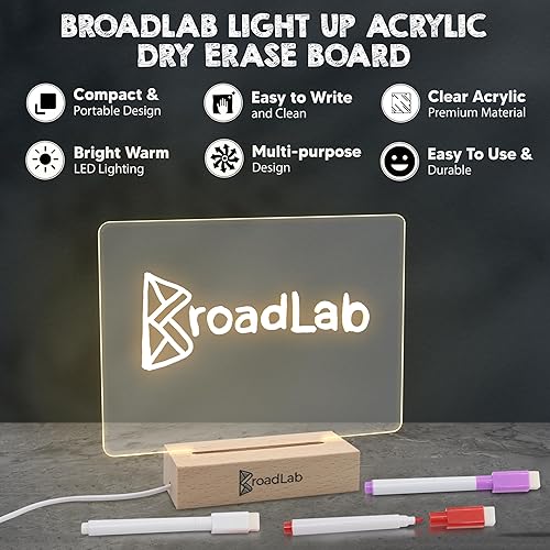 Miniatura 2 de Tablero de manifestación transparente de borrado en seco con soporte de madera iluminado para notas, 7.2 x 5.2 pulgadas, mini bloc de dibujo LED,